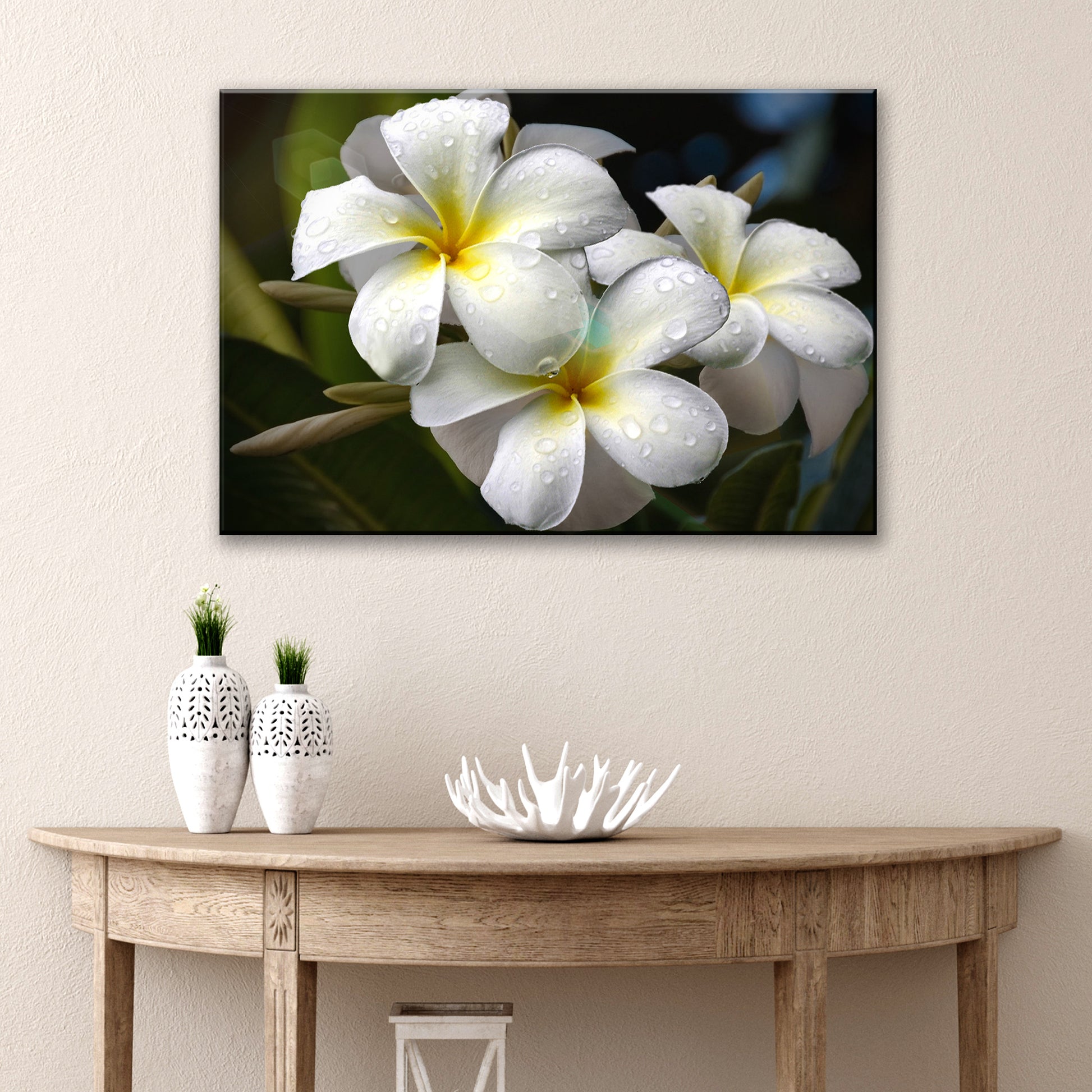 White Frangipani Flower Canvas Wall Art - Image by Tailored Canvases