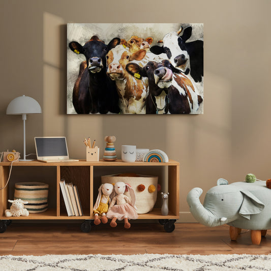 Cows Cattle Portrait Canvas Wall Art