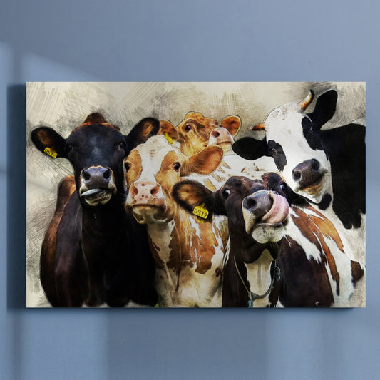 Cows Cattle Portrait Canvas Wall Art