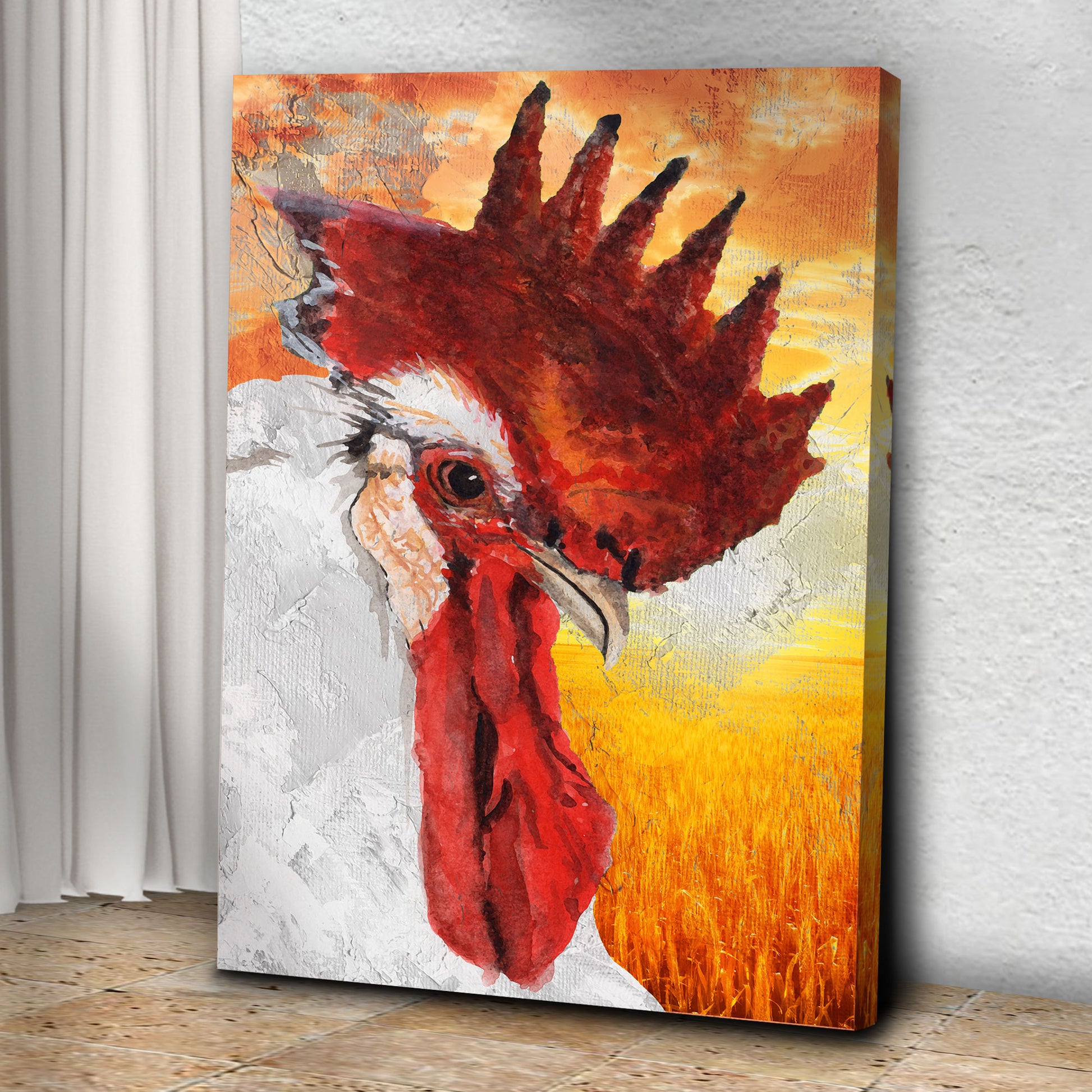 Farm White Rooster Canvas Wall Art Style 1 - Image by Tailored Canvases