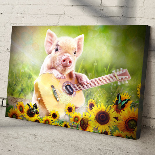 Guitarist Piglet Canvas Wall Art Style 1 - Image by Tailored Canvases