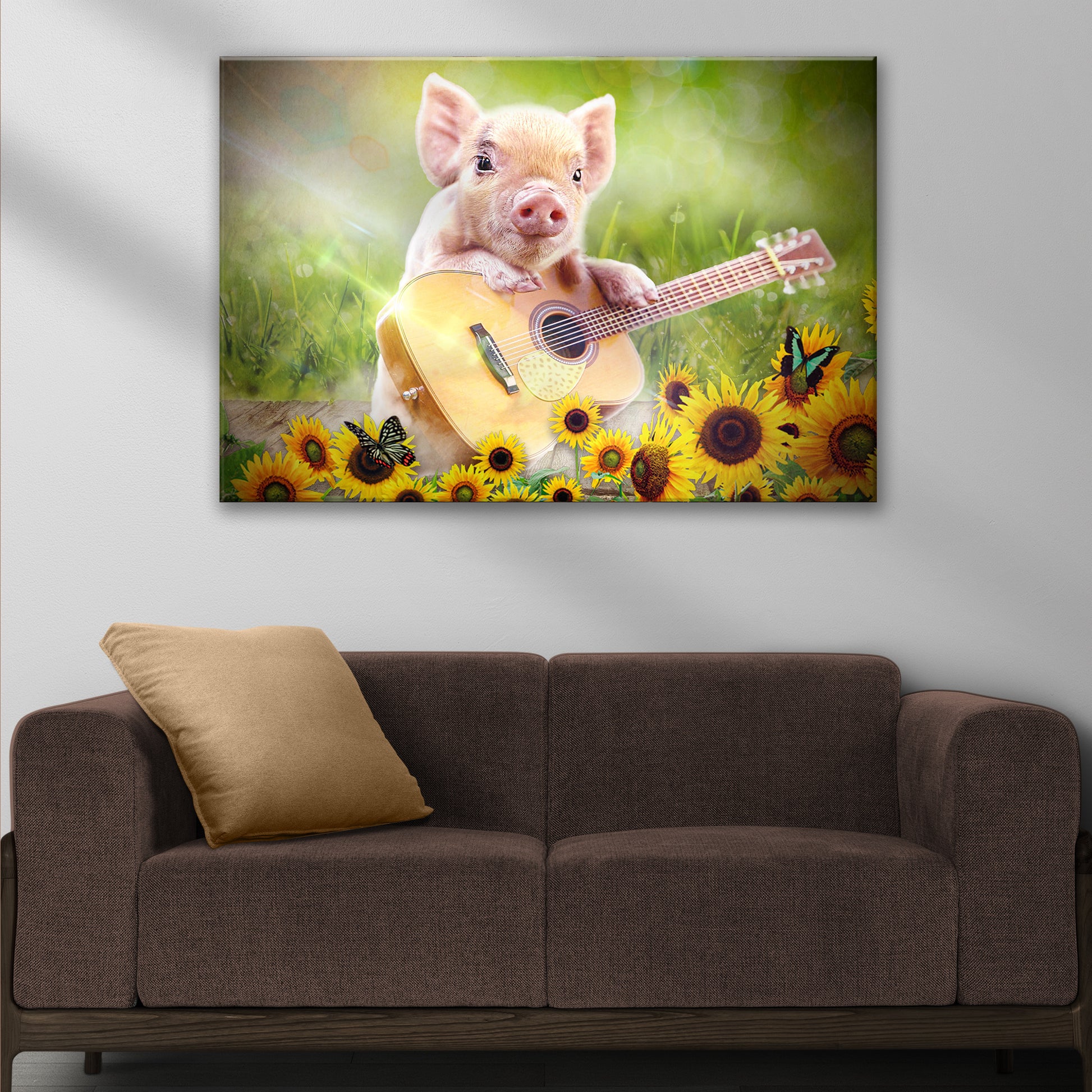 Guitarist Piglet Canvas Wall Art Style 2 - Image by Tailored Canvases