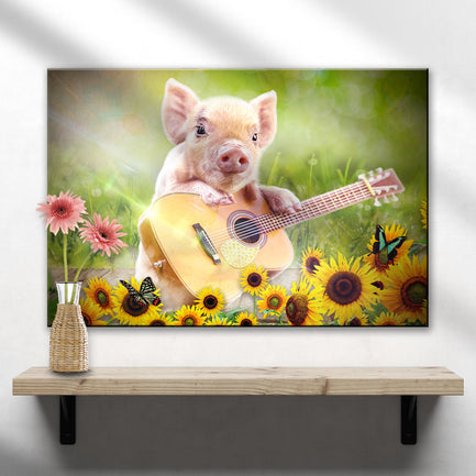 Guitarist Piglet Canvas Wall Art Style 1 - Image by Tailored Canvases