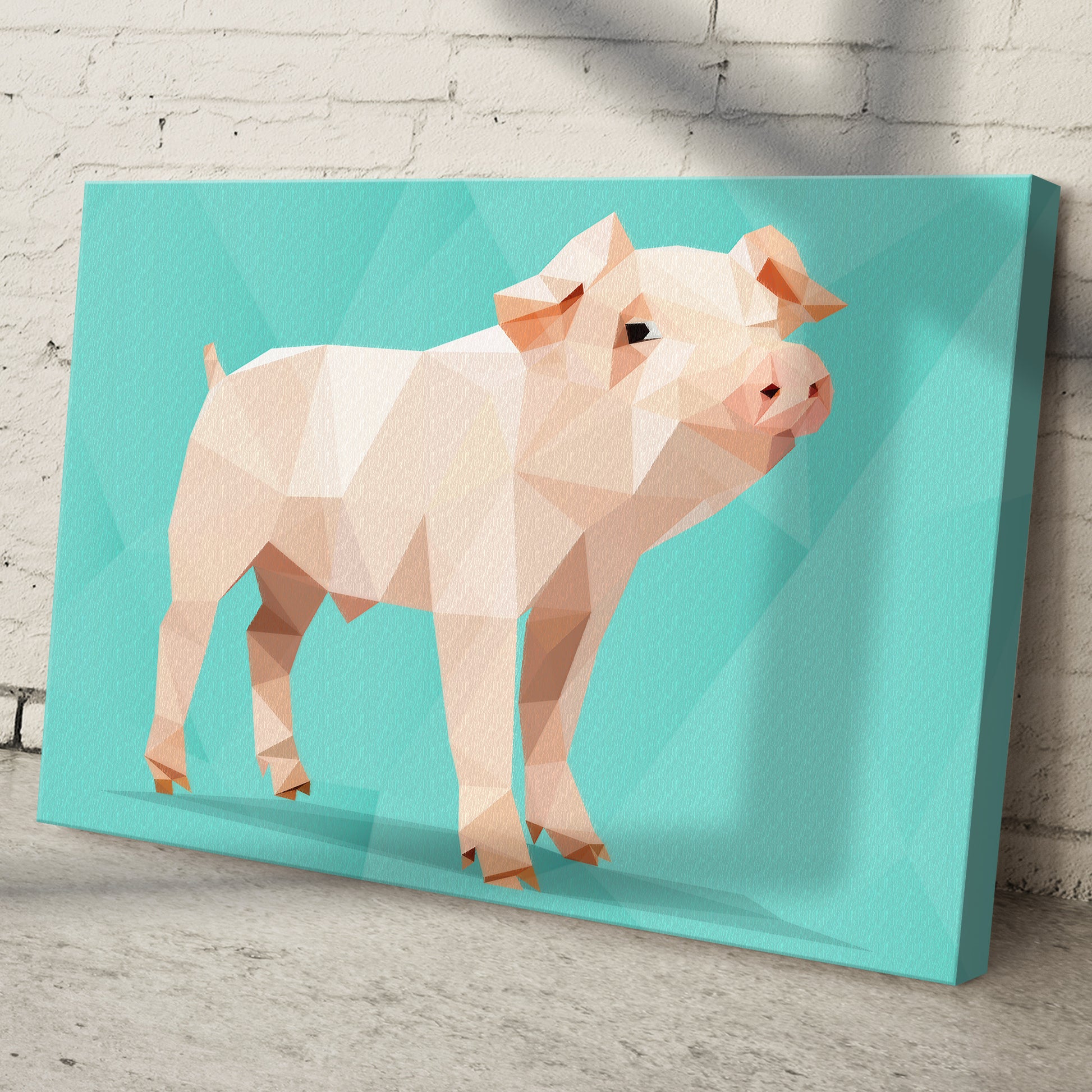 Lovely Geometric Pig Canvas Wall Art Style 1 - Image by Tailored Canvases