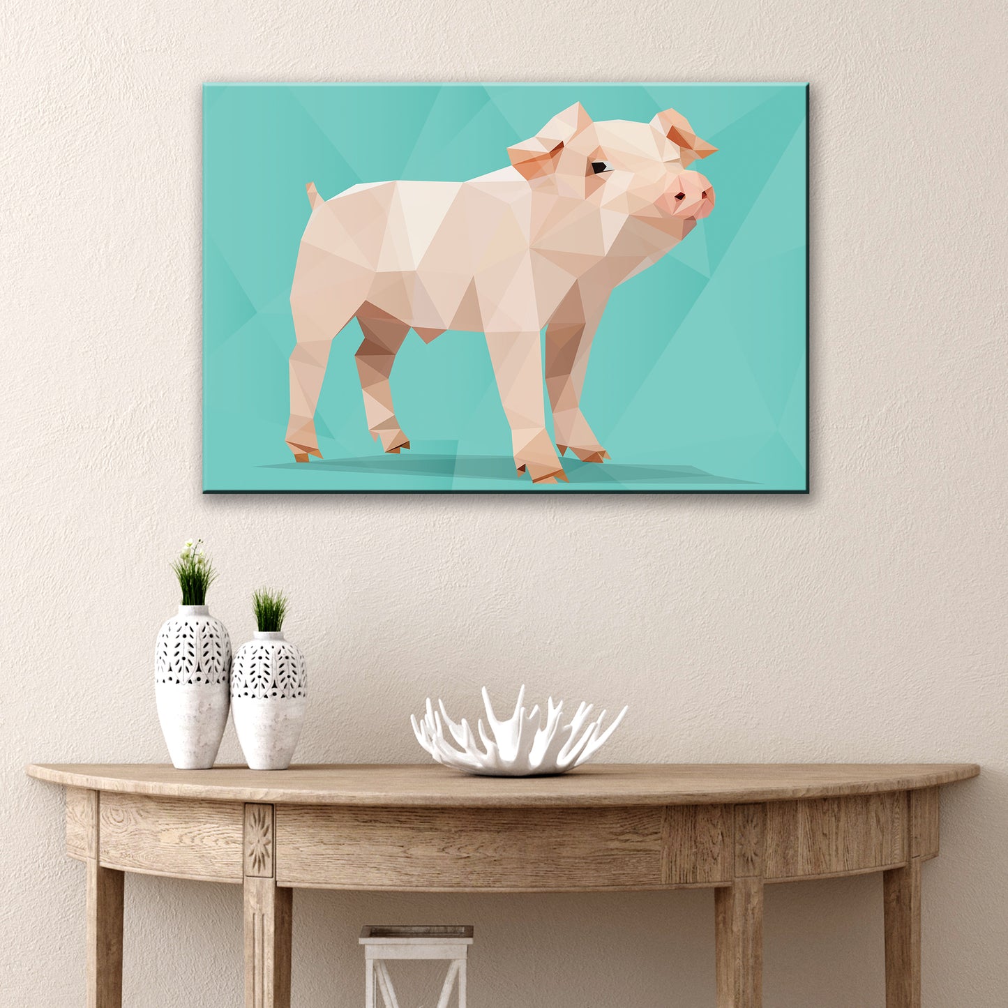 Lovely Geometric Pig Canvas Wall Art Style 2 - Image by Tailored Canvases