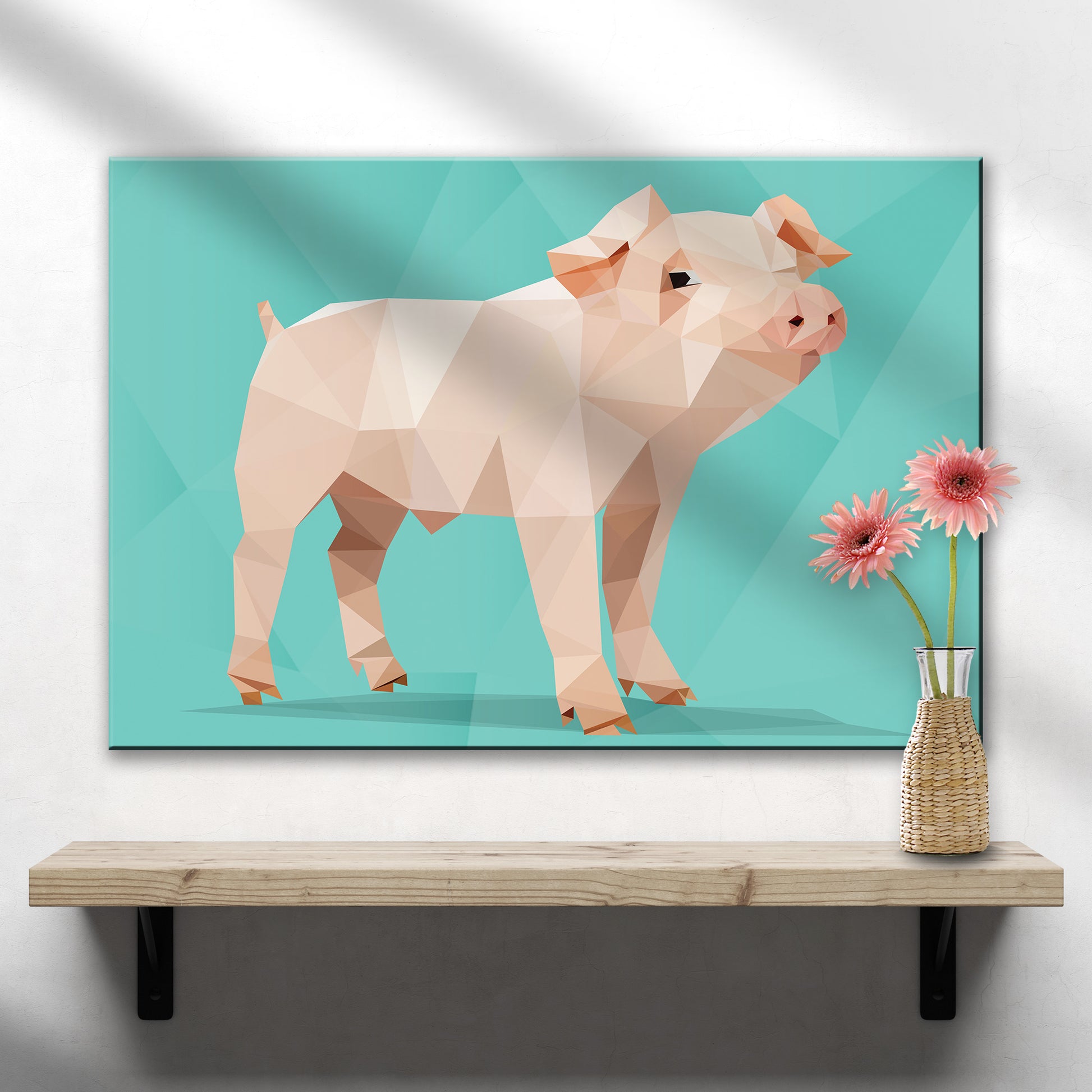 Lovely Geometric Pig Canvas Wall Art - Image by Tailored Canvases