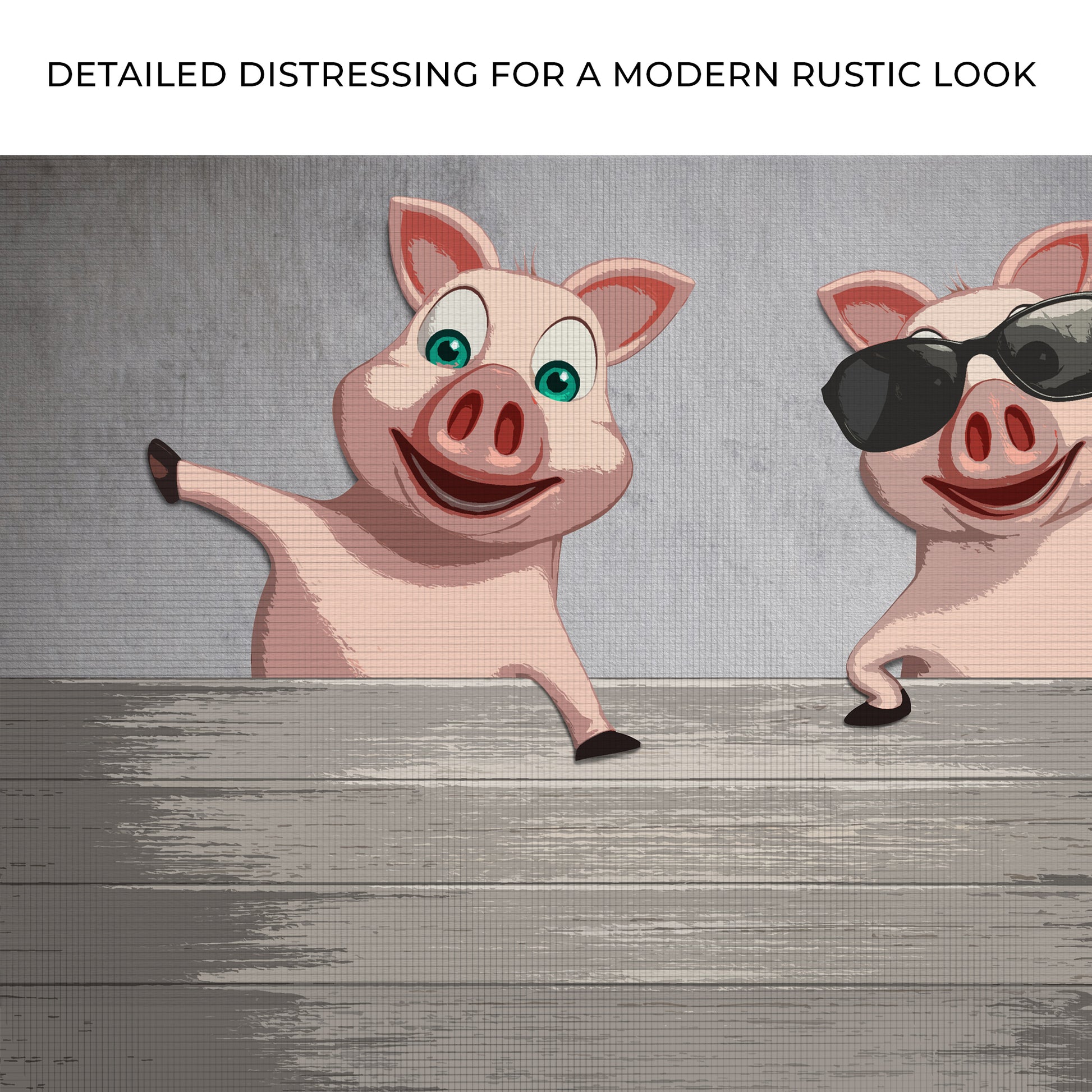 Funky Pigs On Fence Canvas Wall Art Zoom - Image by Tailored Canvases