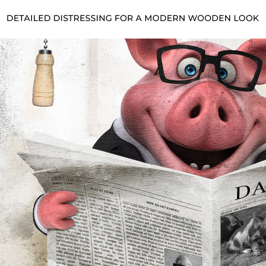 Grand Pig Reading Newspaper Canvas Wall Art Zoom - Image by Tailored Canvases
