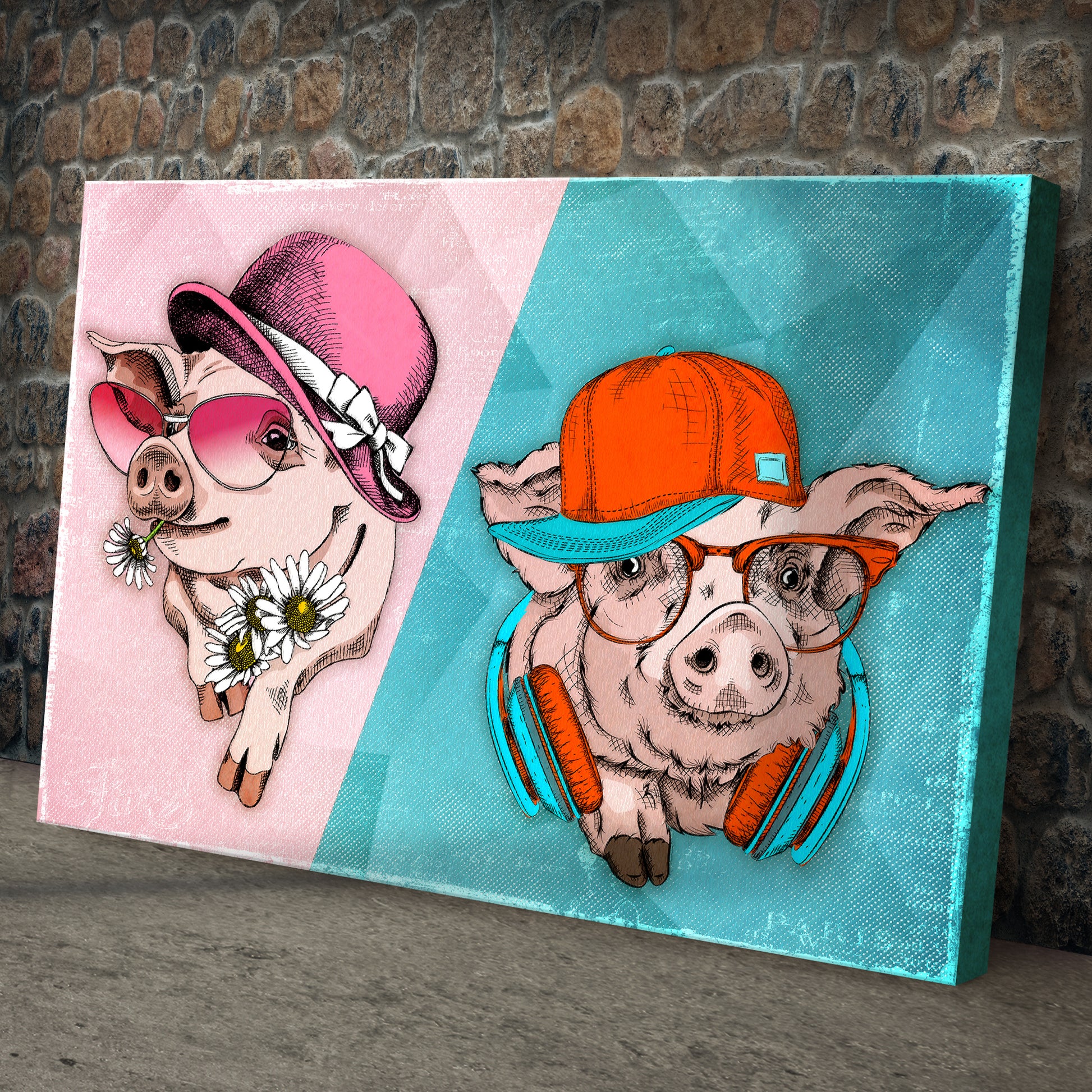 Sexy And Cool Pigs Canvas Wall Art Style 1 - Image by Tailored Canvases