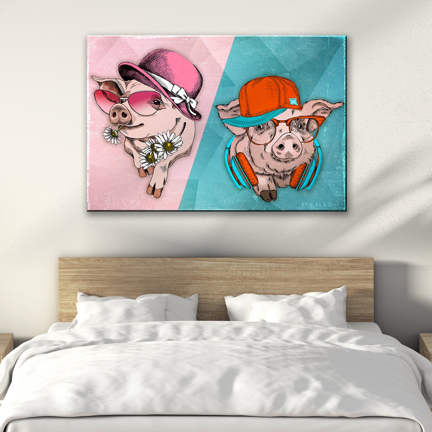 Sexy And Cool Pigs Canvas Wall Art Style 2 - Image by Tailored Canvases