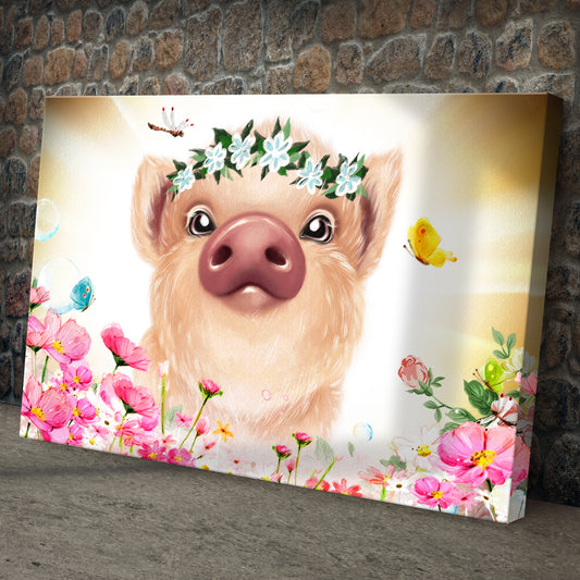 Flower Crown Pig Canvas Wall Art - Image by Tailored Canvases