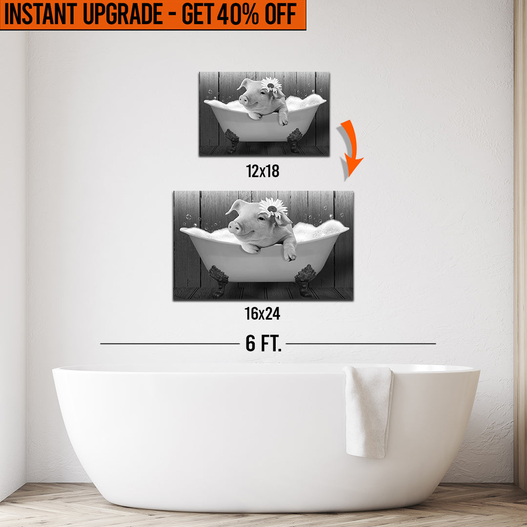 Upgrade Your 12x18 Inches 'Girly Pig In Bathtub' Canvas Measuring 16x24 Inches