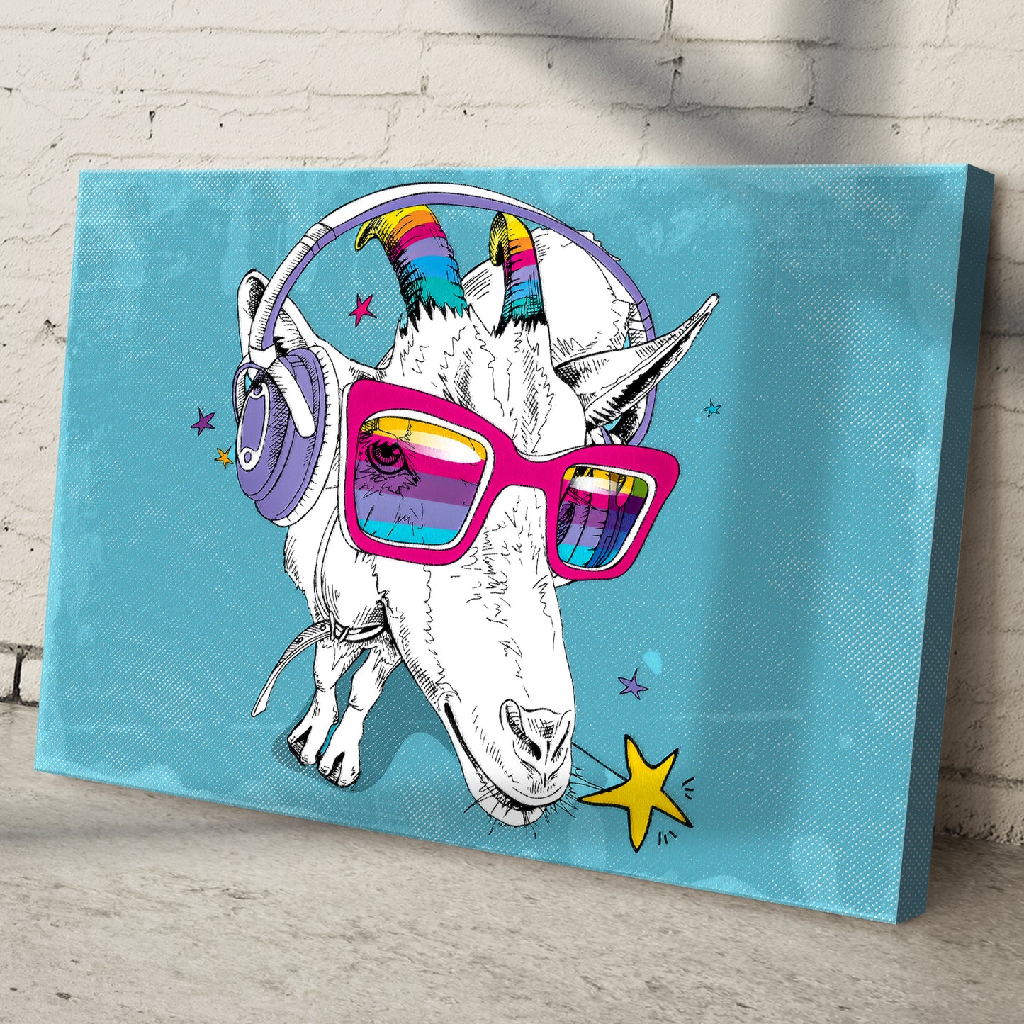 Rainbow Cool Goat Canvas Wall Art Style 1 - Image by Tailored Canvases
