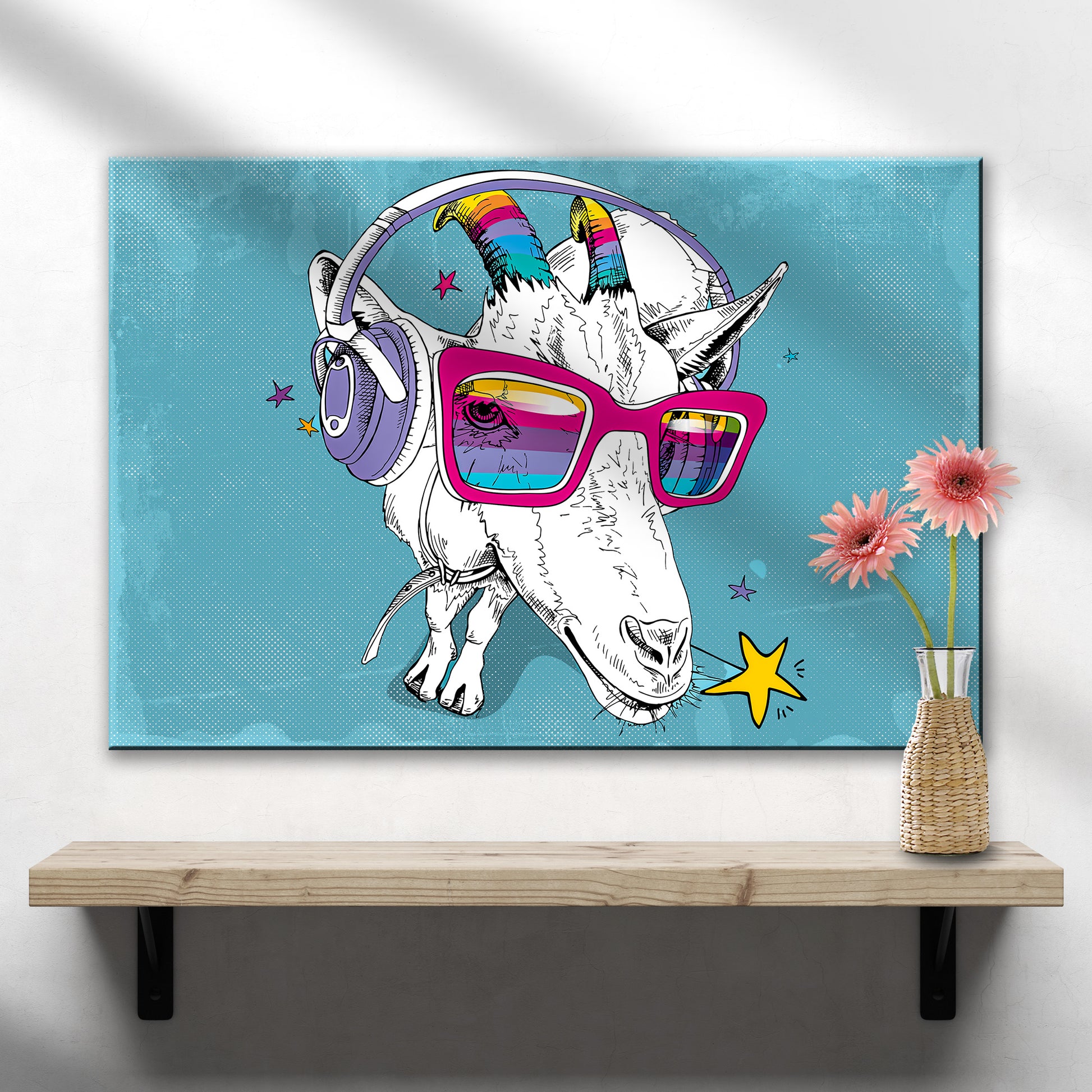 Rainbow Cool Goat Canvas Wall Art - Image by Tailored Canvases