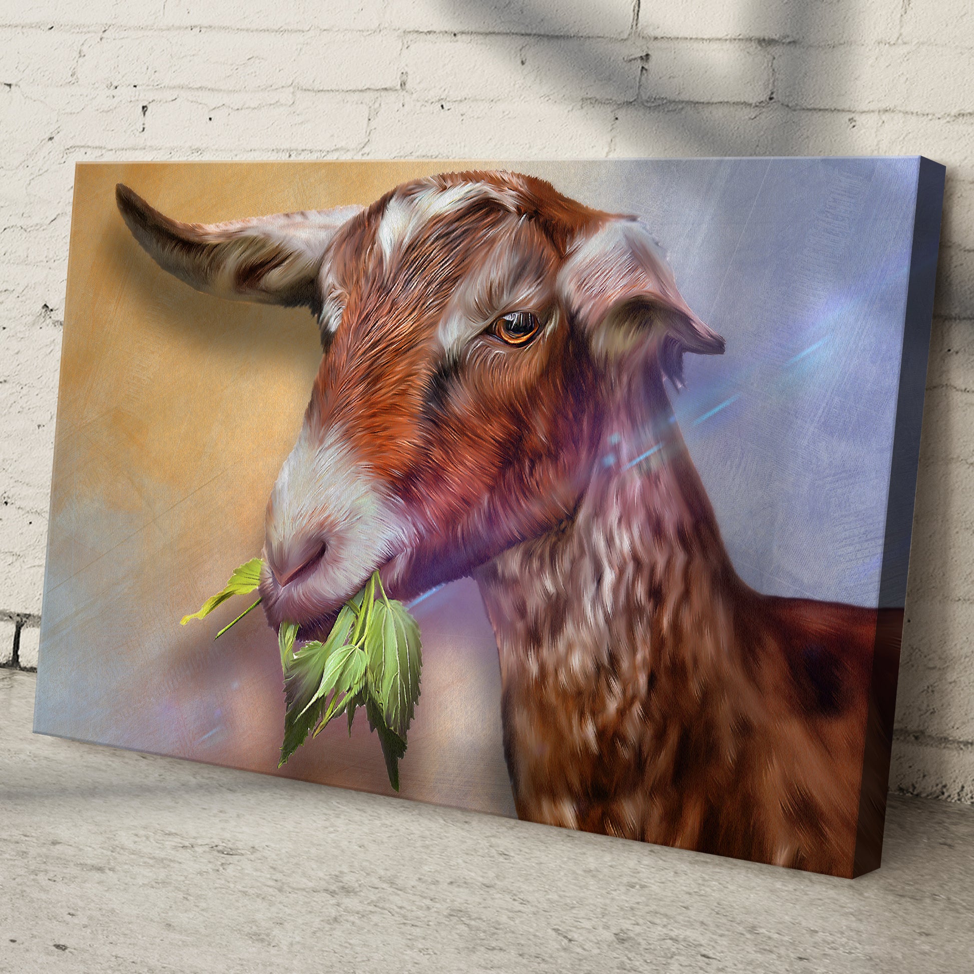 Munching Goat Portrait Canvas Wall Art Style 1 - Image by Tailored Canvases