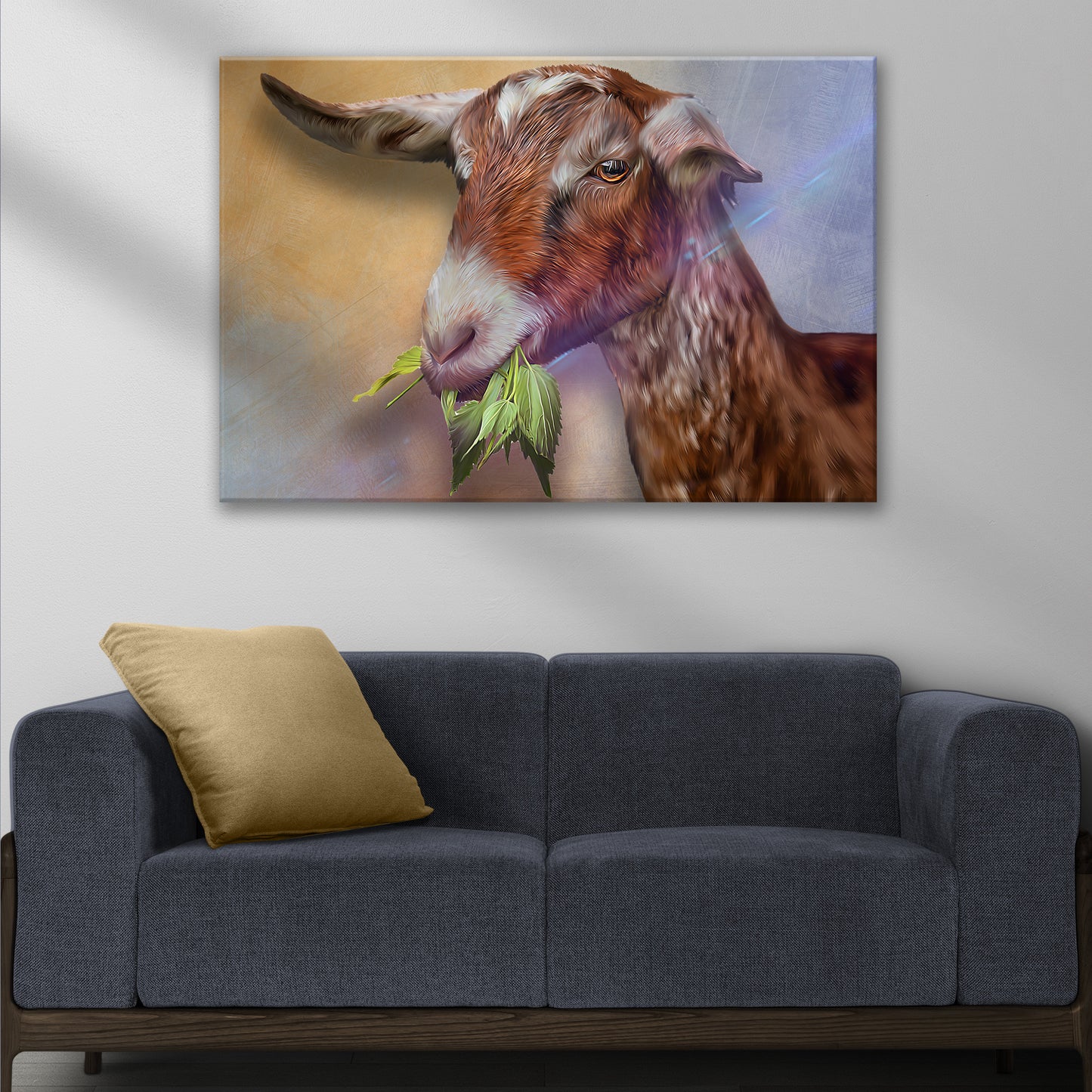 Munching Goat Portrait Canvas Wall Art Style 2 - Image by Tailored Canvases