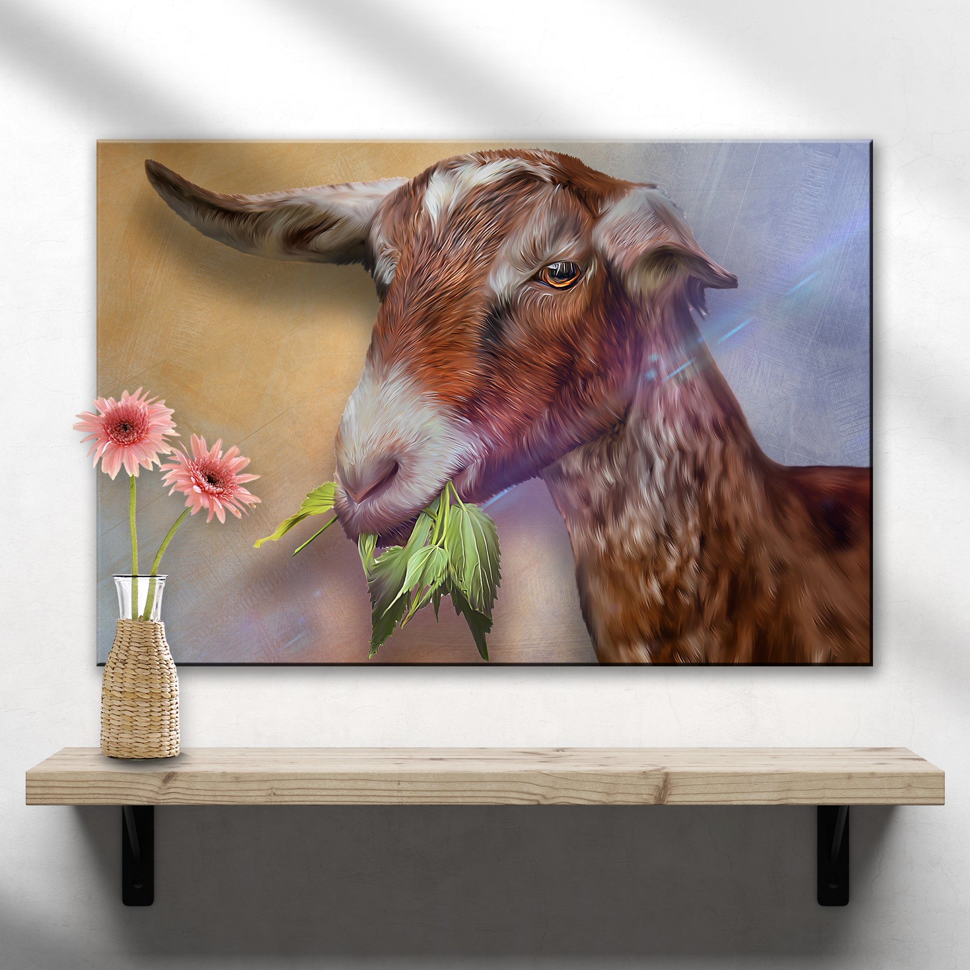 Munching Goat Portrait Canvas Wall Art - Image by Tailored Canvases