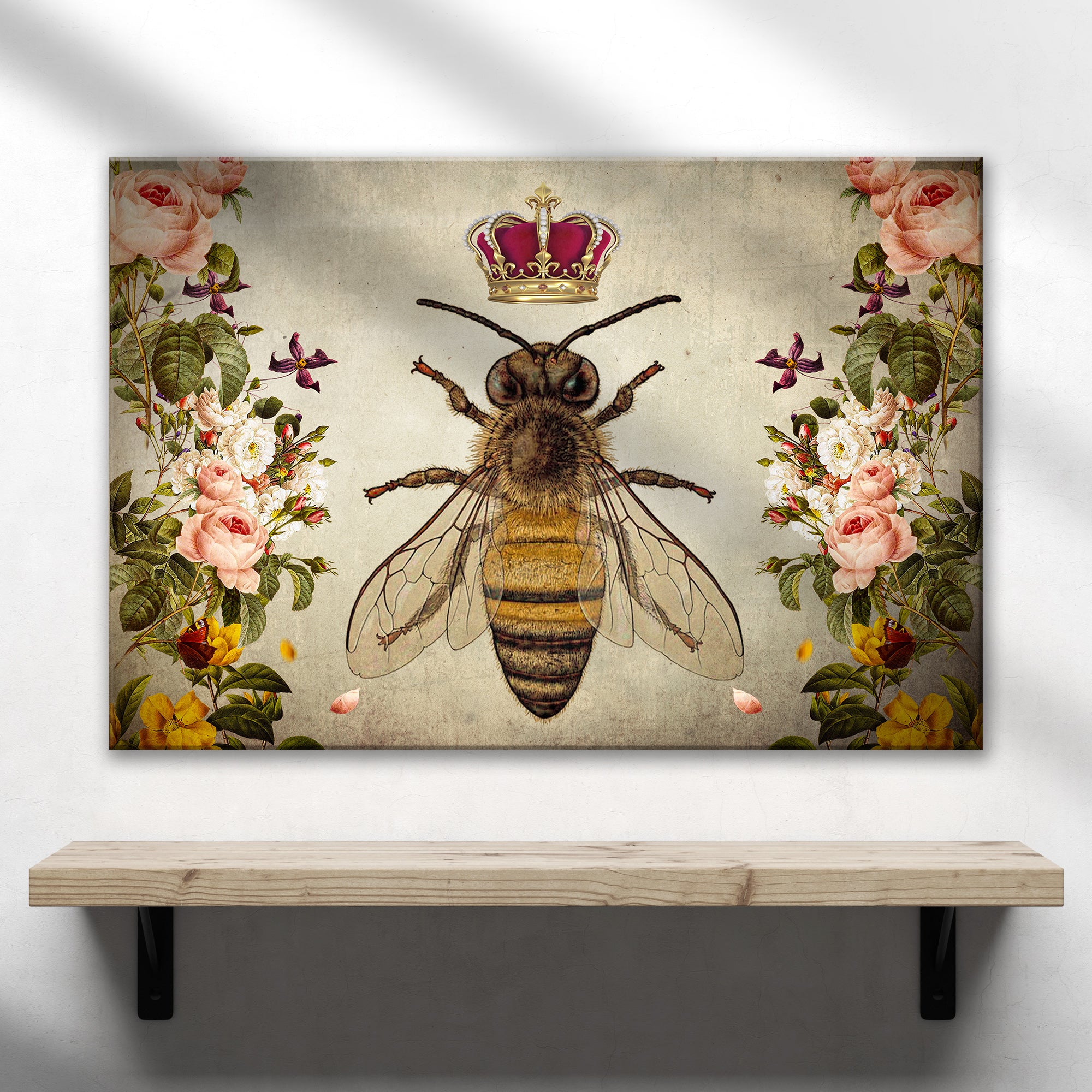 Bee Nature Paint Abstract Animals Canvas Wall Art – Single Piece, Framed, UK Made