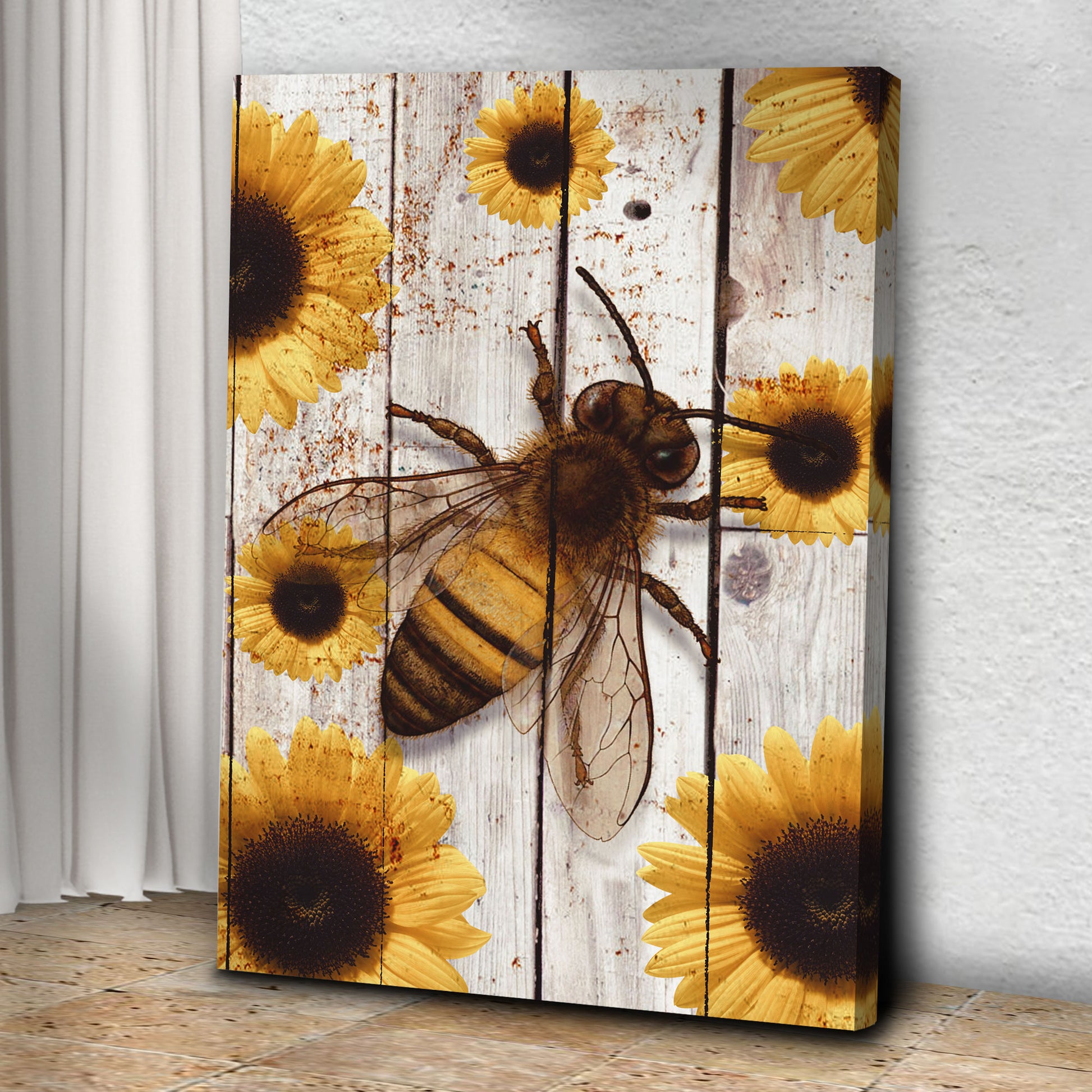 Sunflower Bumble Bee Canvas Wall Art Style 1 - Image by Tailored Canvases