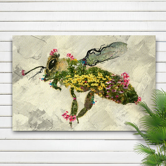 Floral Bee Abstract Painting Canvas Wall Art - Image by Tailored Canvases