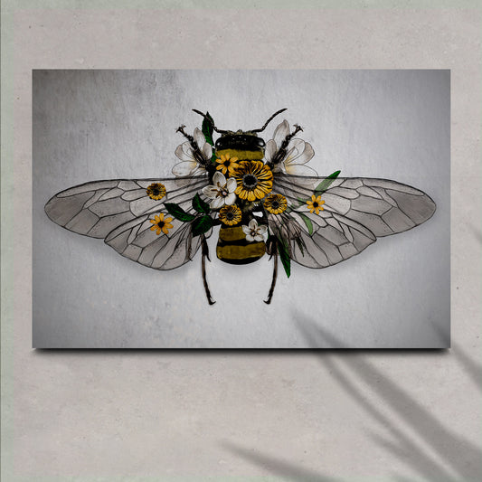 Blooming Floral Bee Canvas Wall Art - Image by Tailored Canvases