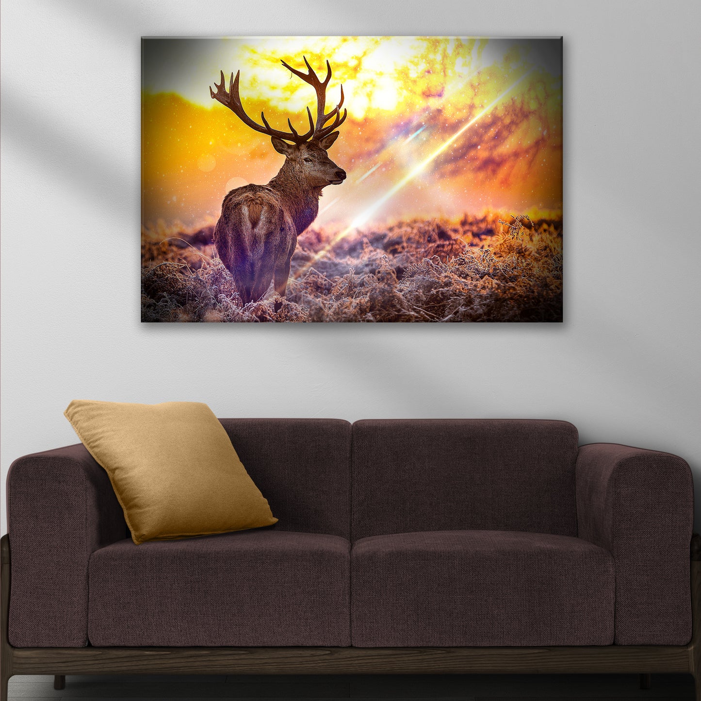 Deer Elk In Sunset Forest Canvas Wall Art Style 1 - Image by Tailored Canvases