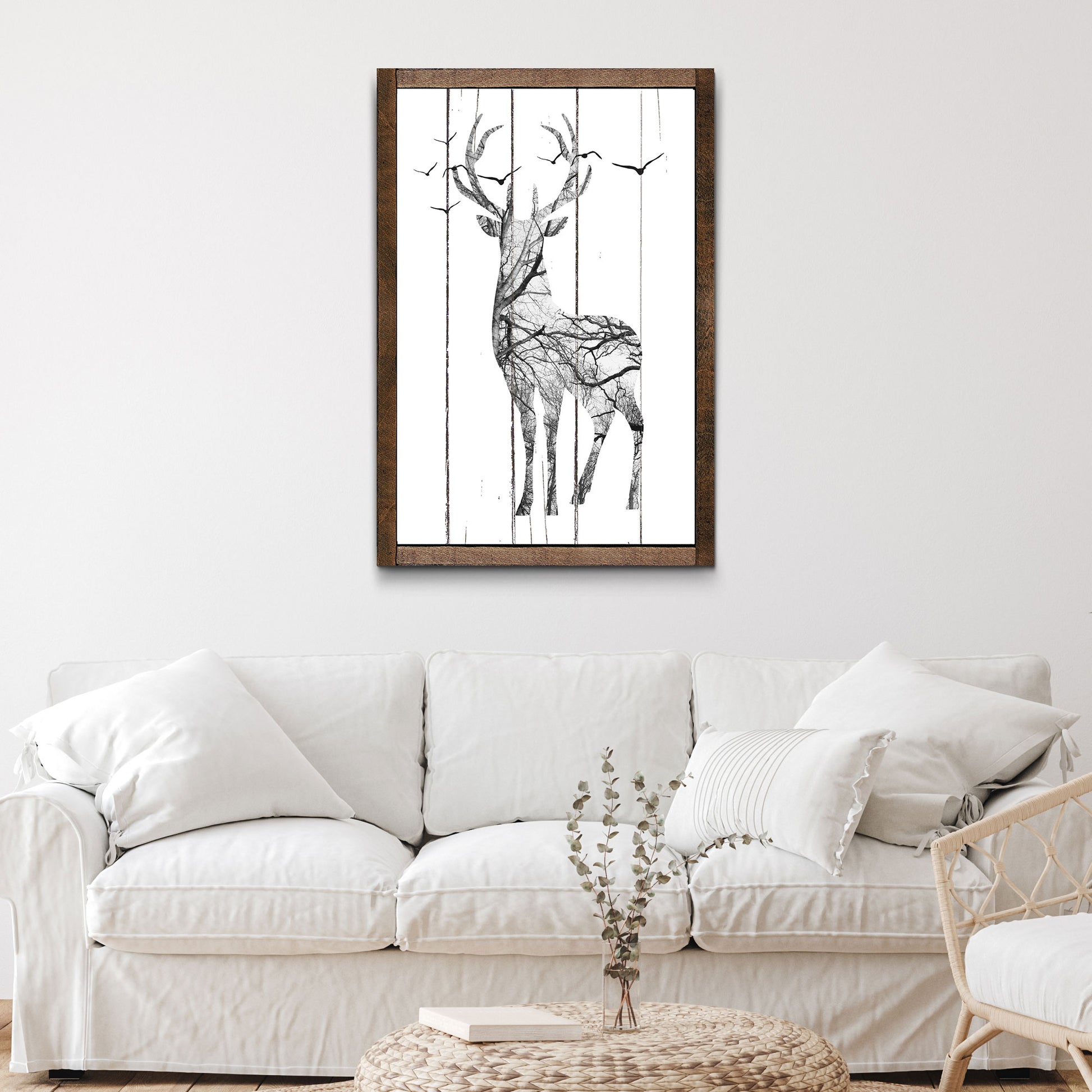 Minimalist Forest Deer Abstract Canvas Wall Art II Style 1 - Image by Tailored Canvases