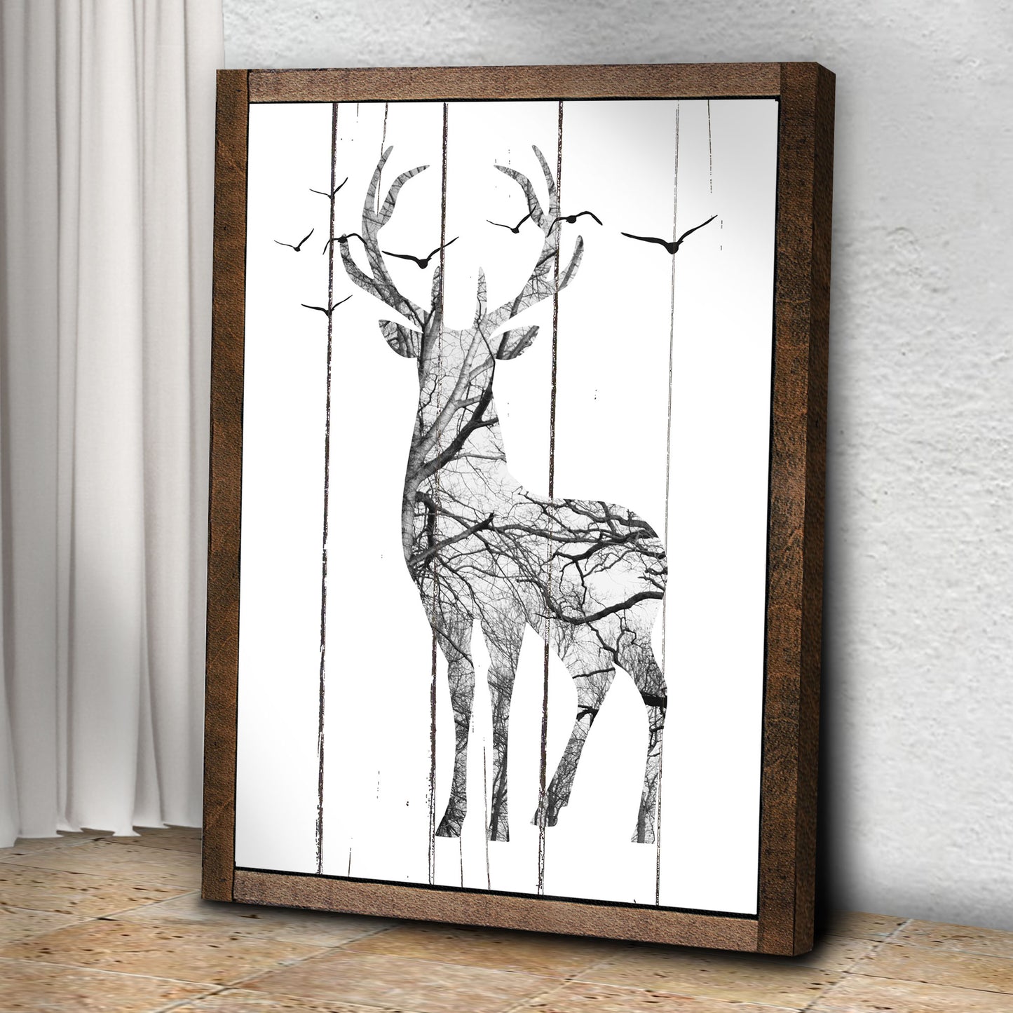 Minimalist Forest Deer Abstract Canvas Wall Art II Style 2 - Image by Tailored Canvases