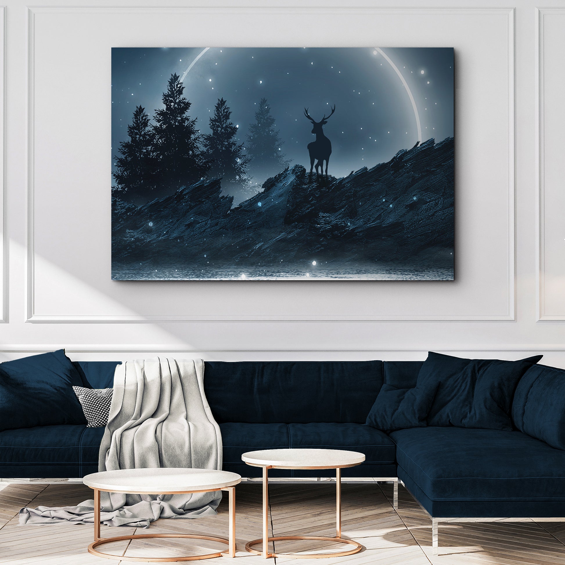 Midnight Deer Canvas Wall Art Style 2 - Image by Tailored Canvases