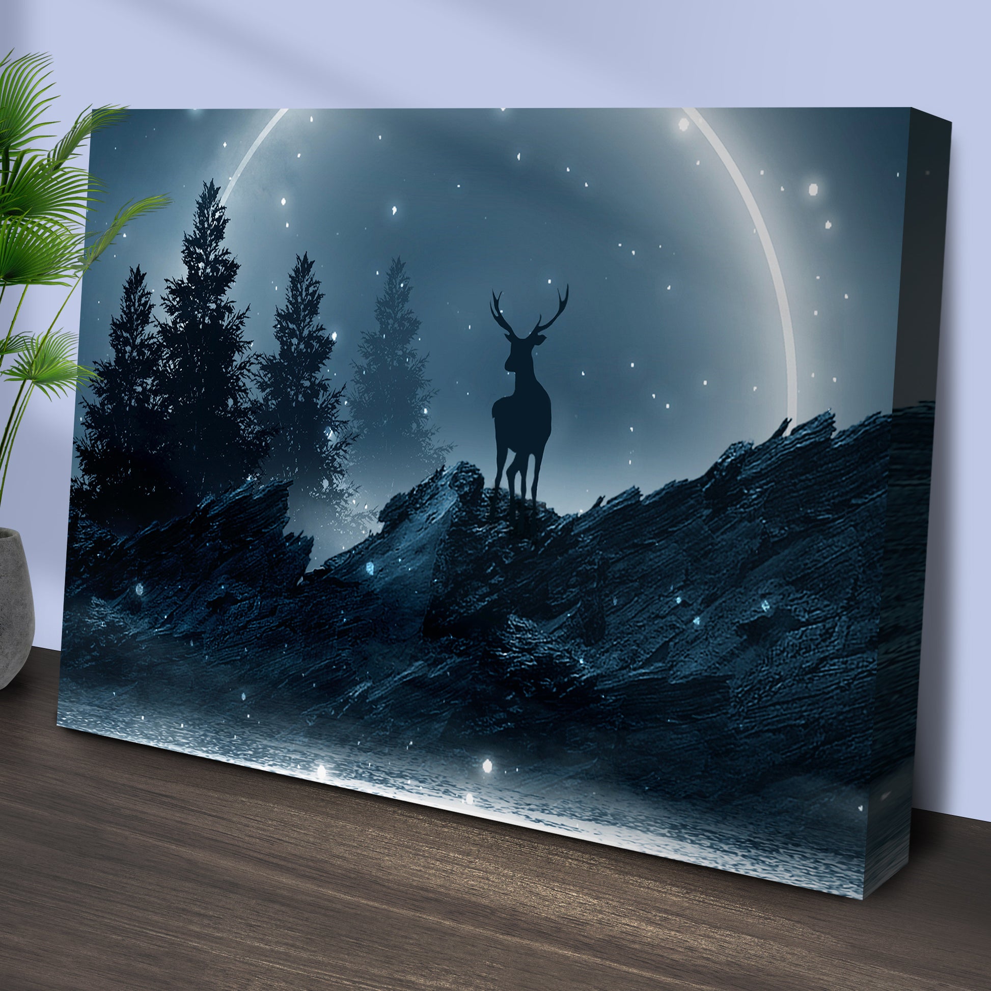 Midnight Deer Canvas Wall Art Style 1 - Image by Tailored Canvases
