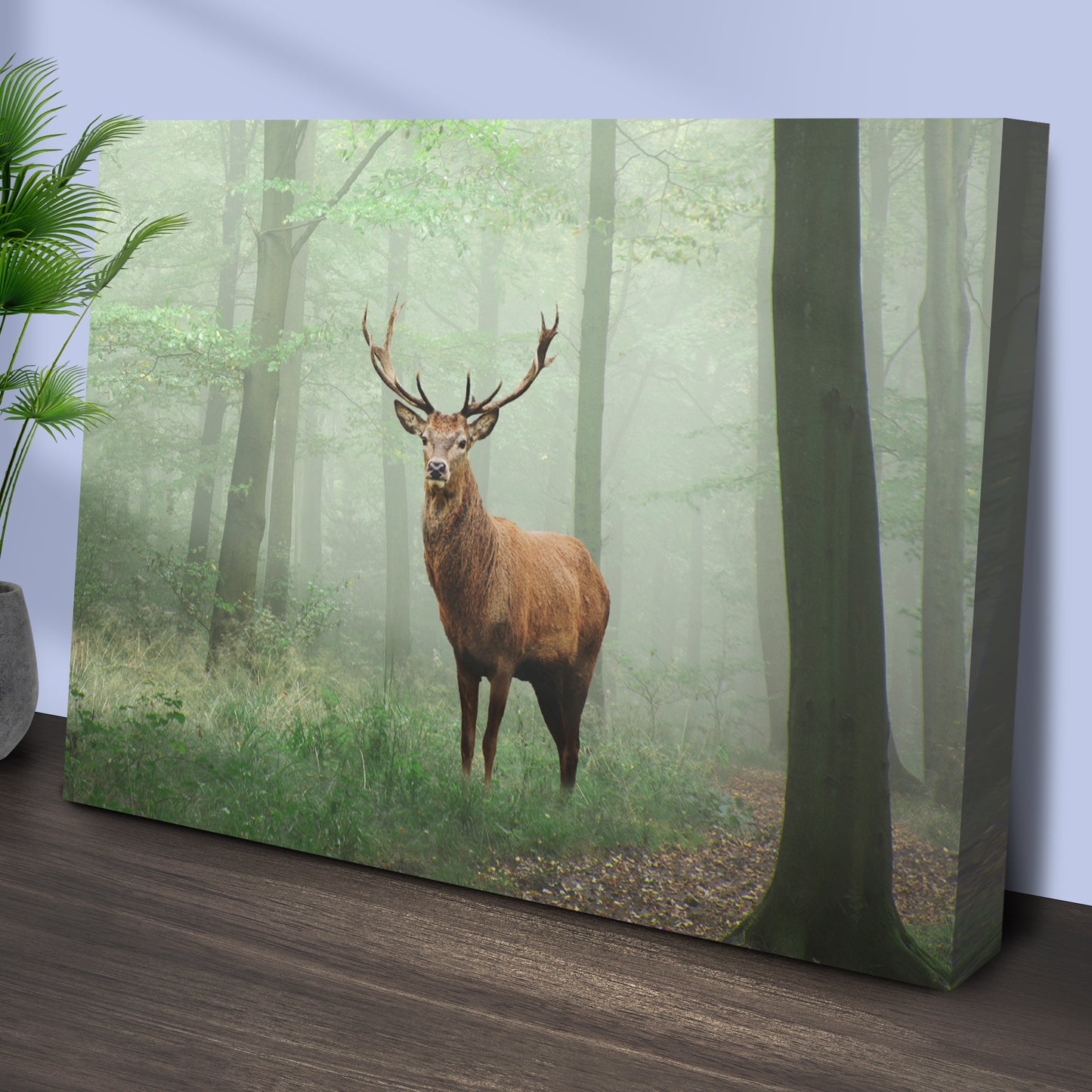 Deer In Foggy Forest Canvas Wall Art II Style 1 - Image by Tailored Canvases