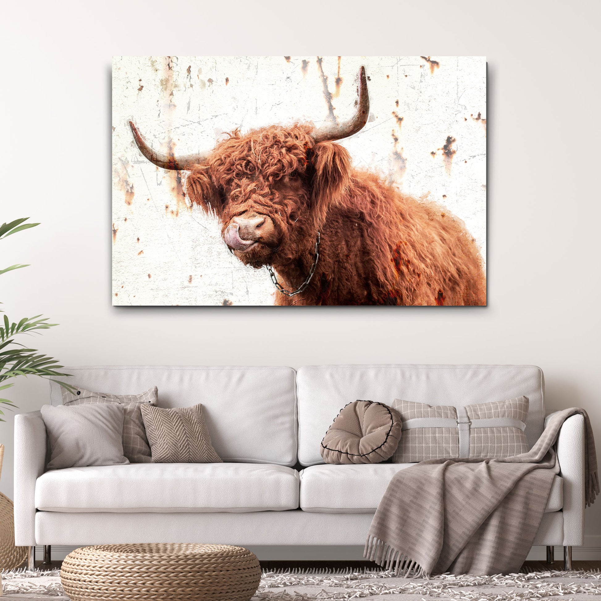 Rustic Highland Cow Canvas Wall Art Style 2 - Image by Tailored Canvases