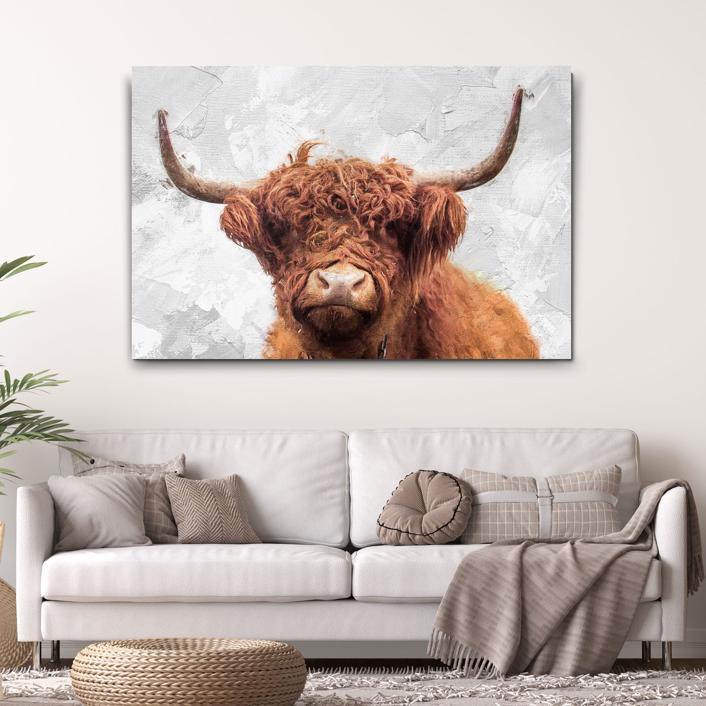 Highland Cow Portrait Canvas Wall Art Style 1 - Image by Tailored Canvases