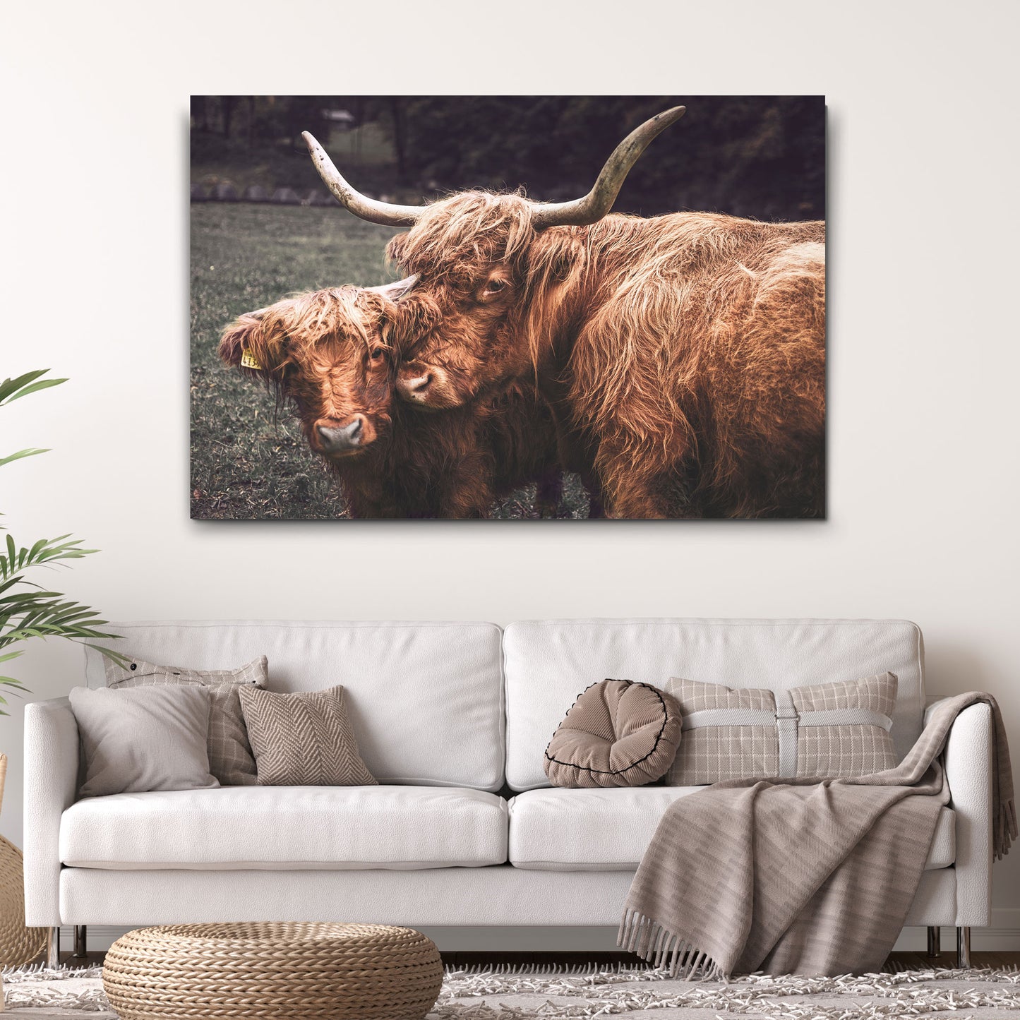 Mother And Baby Highland Cow Canvas Wall Art Style 2 - Image by Tailored Canvases
