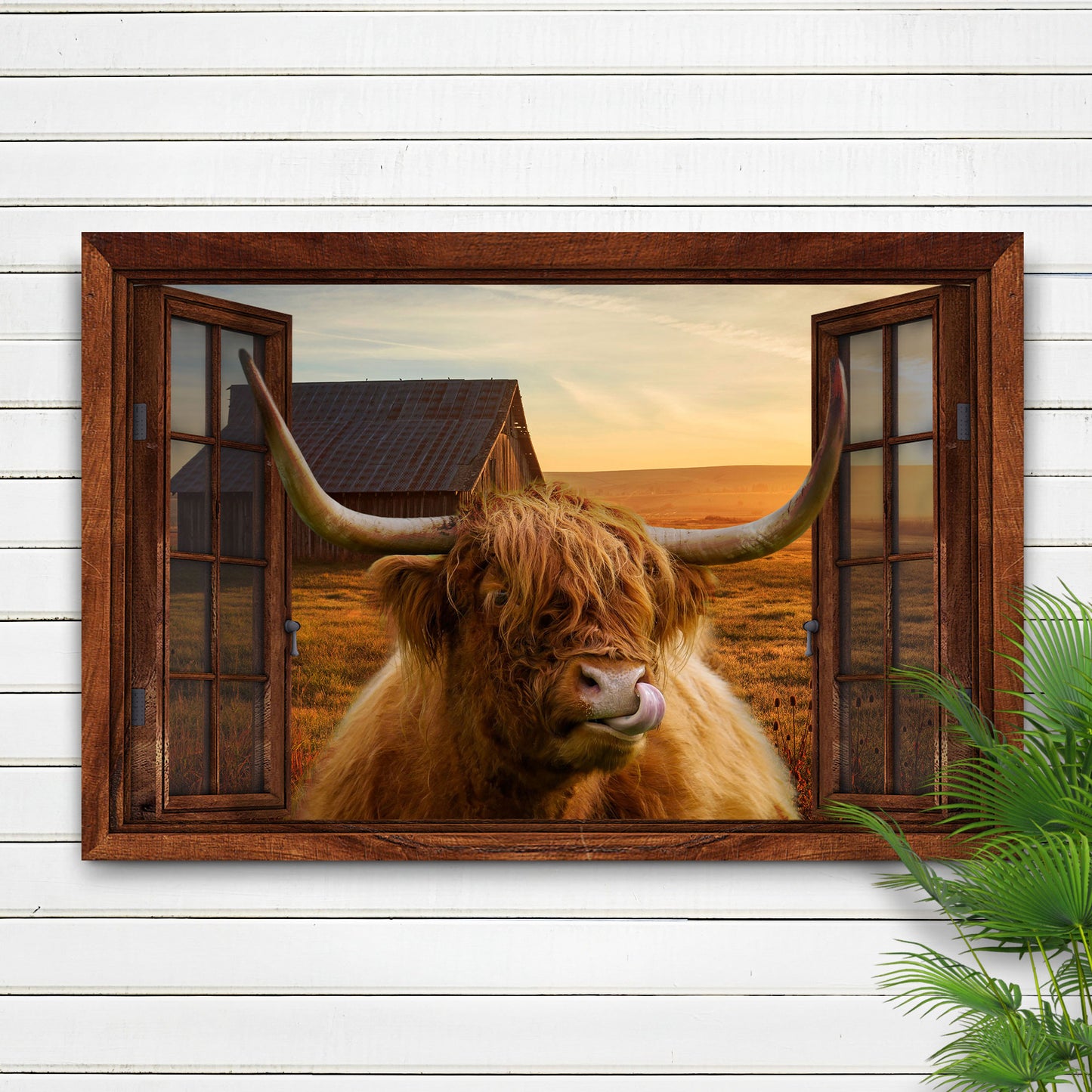 Highland Cow Window View Canvas Wall Art - Image by Tailored Canvases