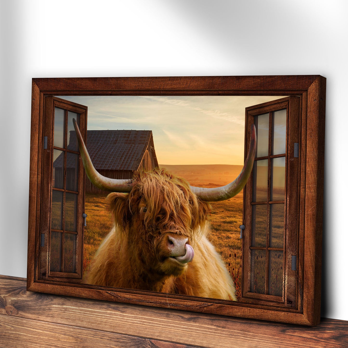 Highland Cow Window View Canvas Wall Art Style 1 - Image by Tailored Canvases