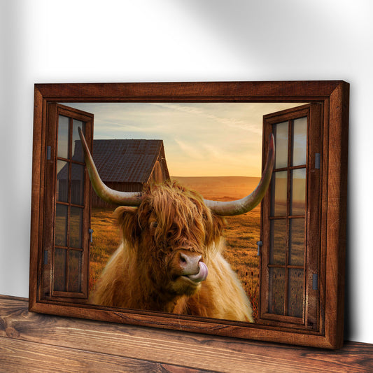 Highland Cow Window View Canvas Wall Art - Image by Tailored Canvases