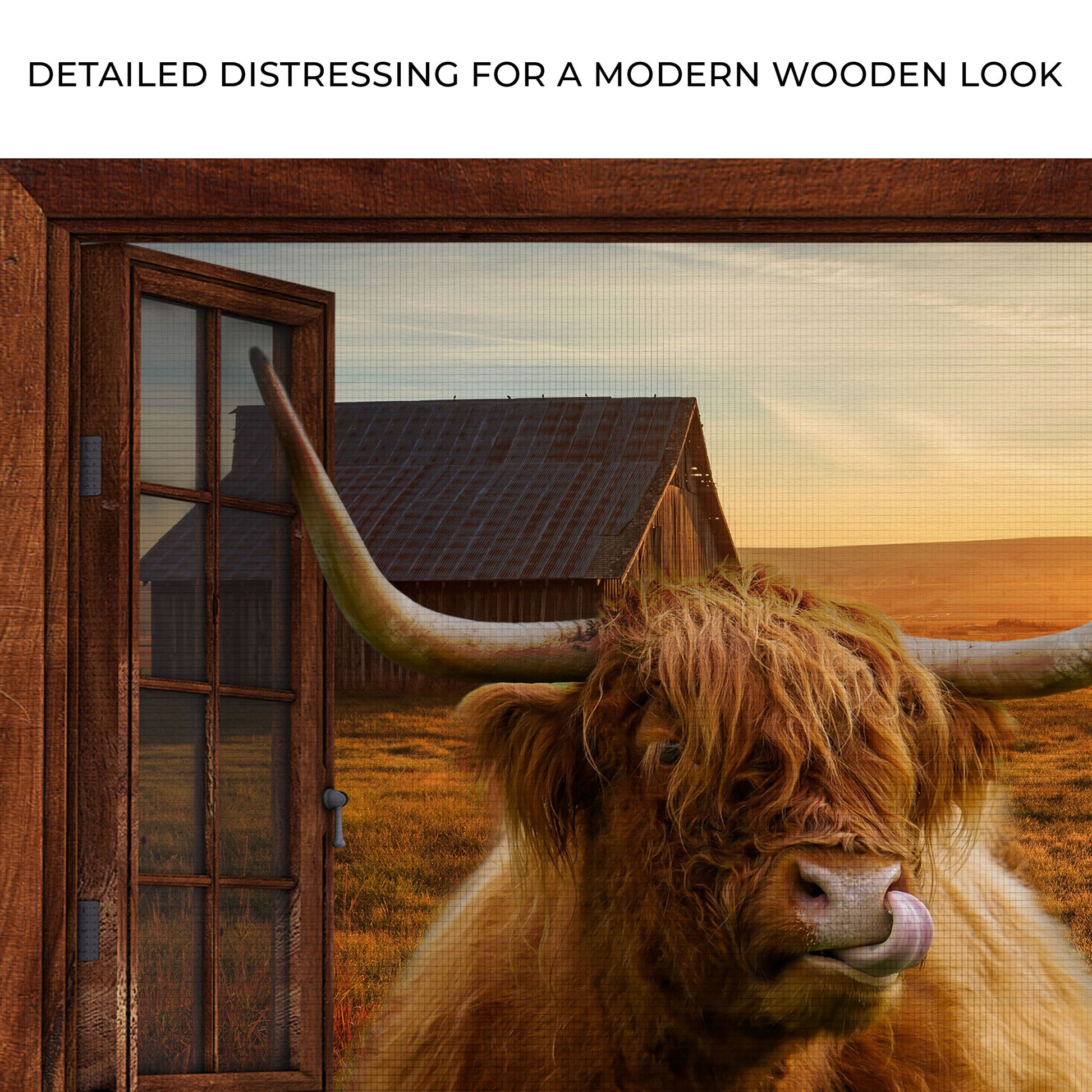 Highland Cow Window View Canvas Wall Art Zoom - Image by Tailored Canvases
