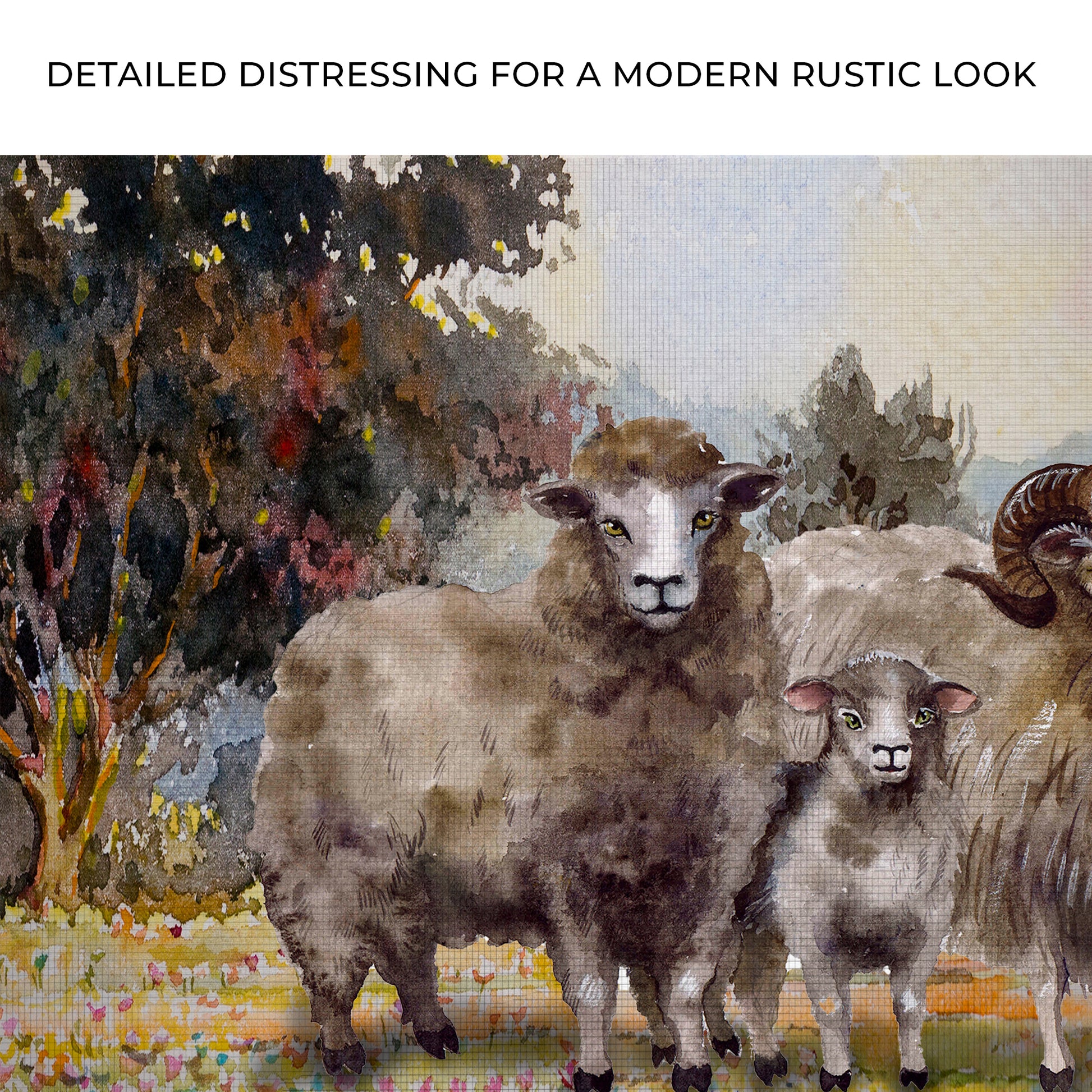 Sheep Family Painting II Canvas Wall Art Zoom - Image by Tailored Canvases