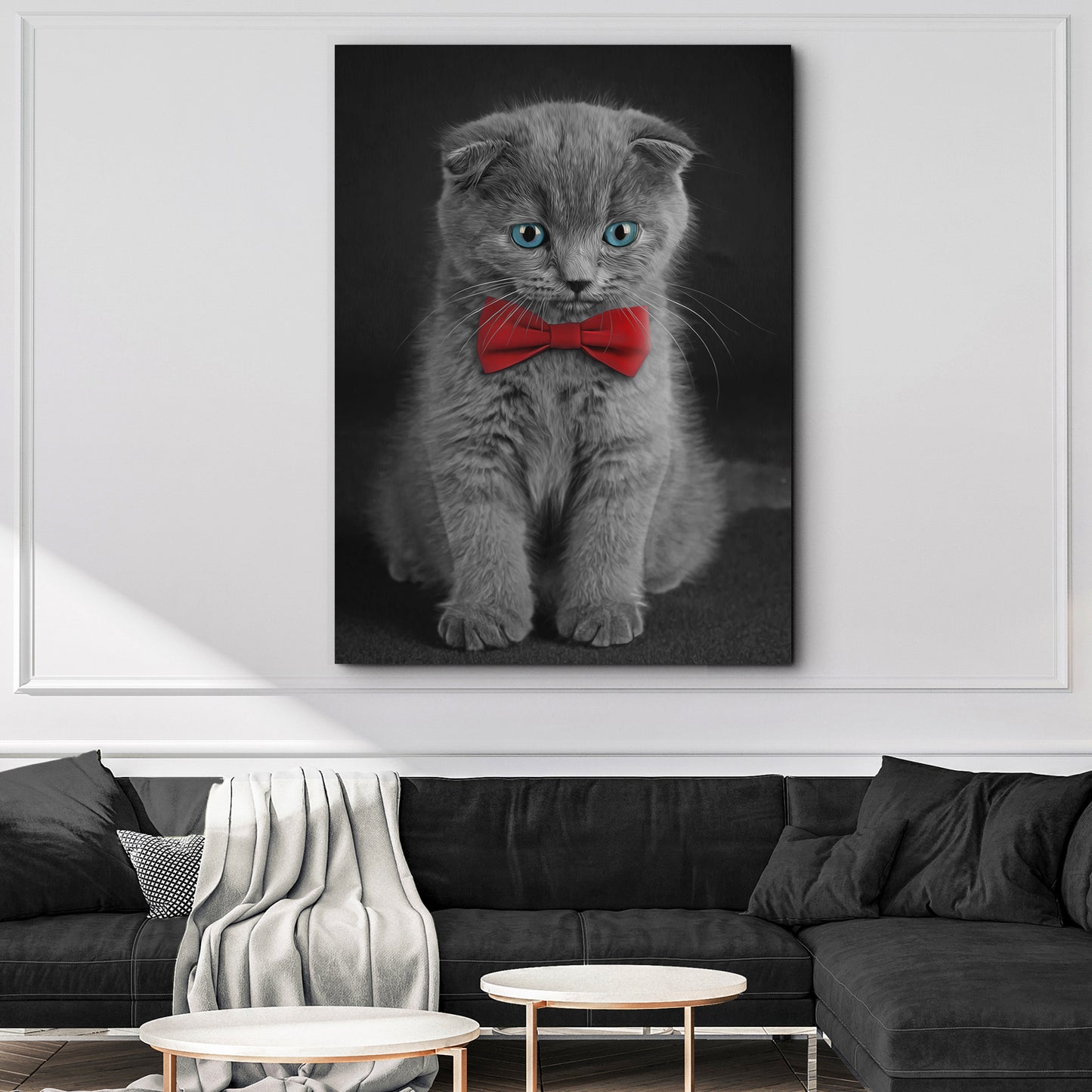 Gray Cat Portrait Canvas Wall Art Style 2 - Image by Tailored Canvases
