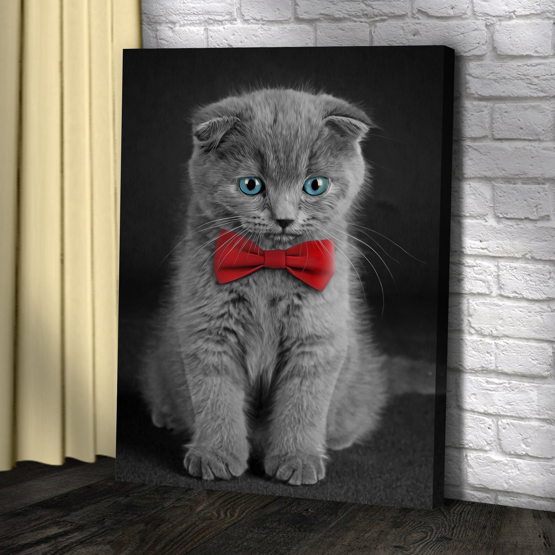 Gray Cat Portrait Canvas Wall Art Style 1 - Image by Tailored Canvases