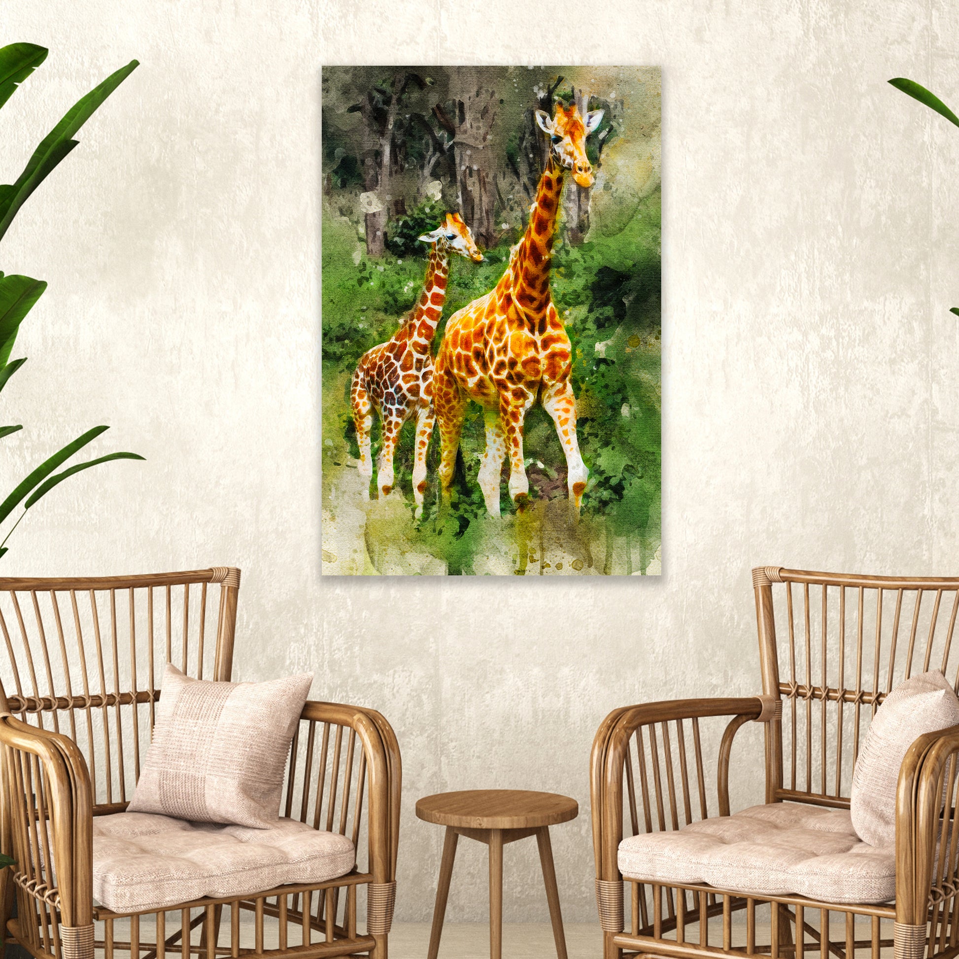 mother and baby giraffe paintings