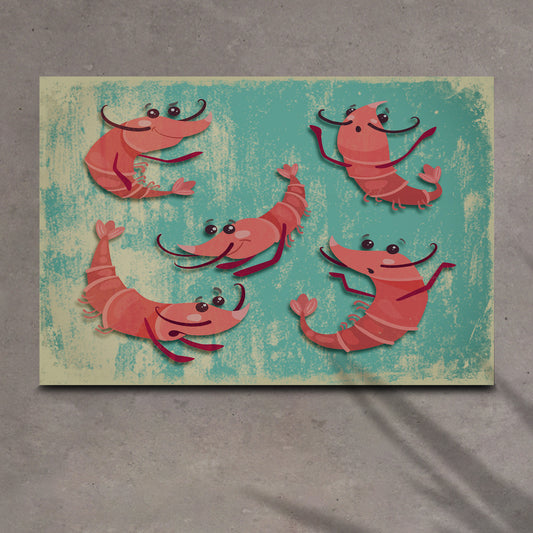 Shrimp Comic Artwork Canvas Wall Art Style 1 - Image by Tailored Canvases