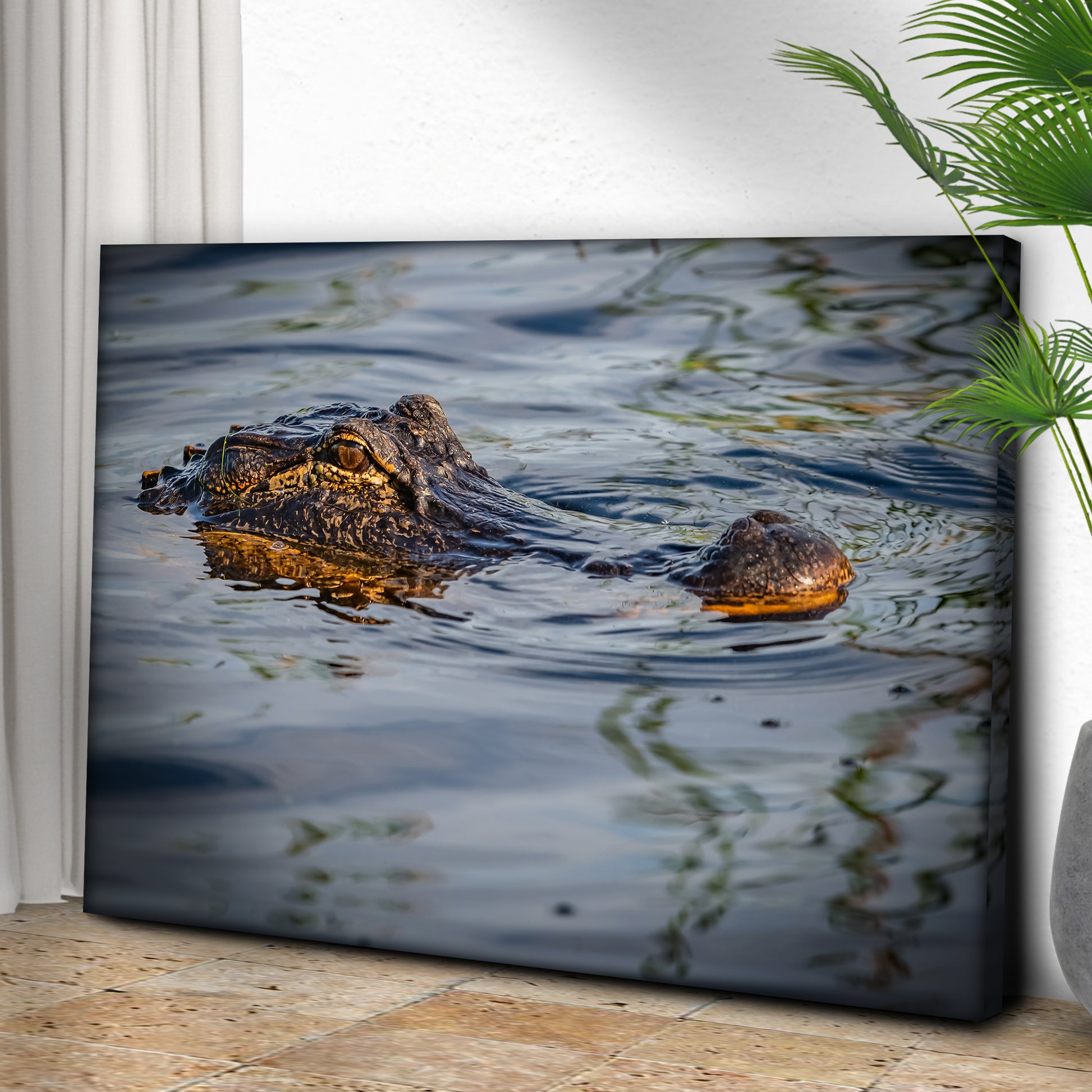 Reptile Alligator Peeking Canvas Wall Art Style 2 - Image by Tailored Canvases