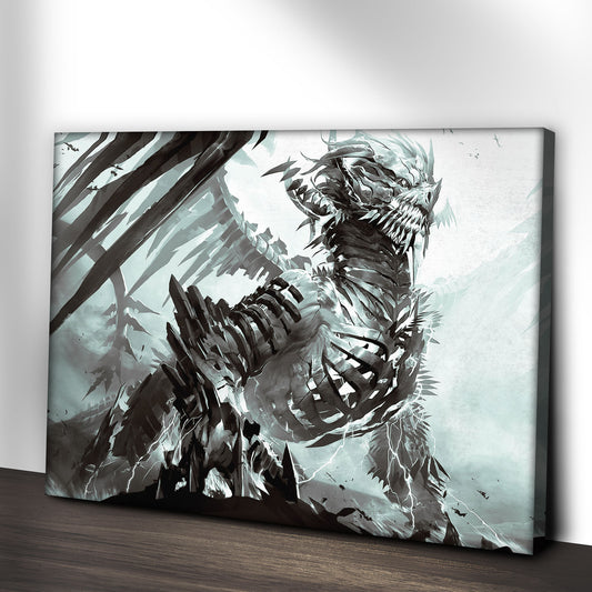 Mythical Animals Dragon Silver Canvas Wall Art Style 2 - Image by Tailored Canvases