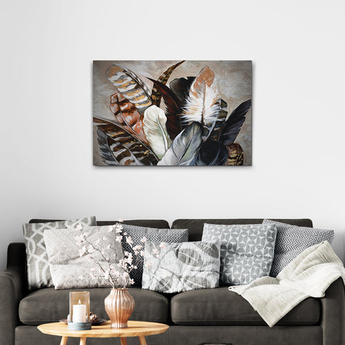 Decor Elements Feather Golden Bunch Canvas Wall Art - by Tailored Canvases