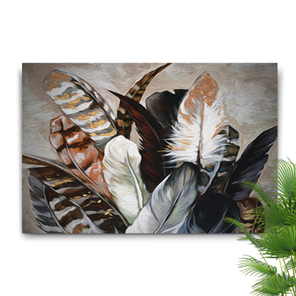 Decor Elements Feather Golden Bunch Canvas Wall Art Style 1 - by Tailored Canvases