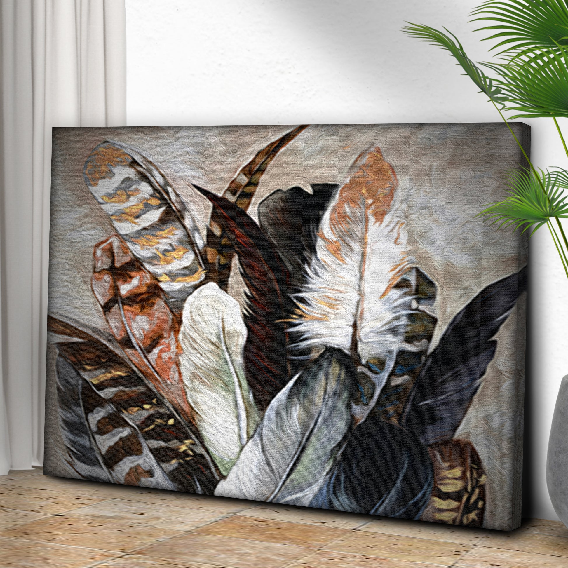 Decor Elements Feather Golden Bunch Canvas Wall Art Style 2 - by Tailored Canvases