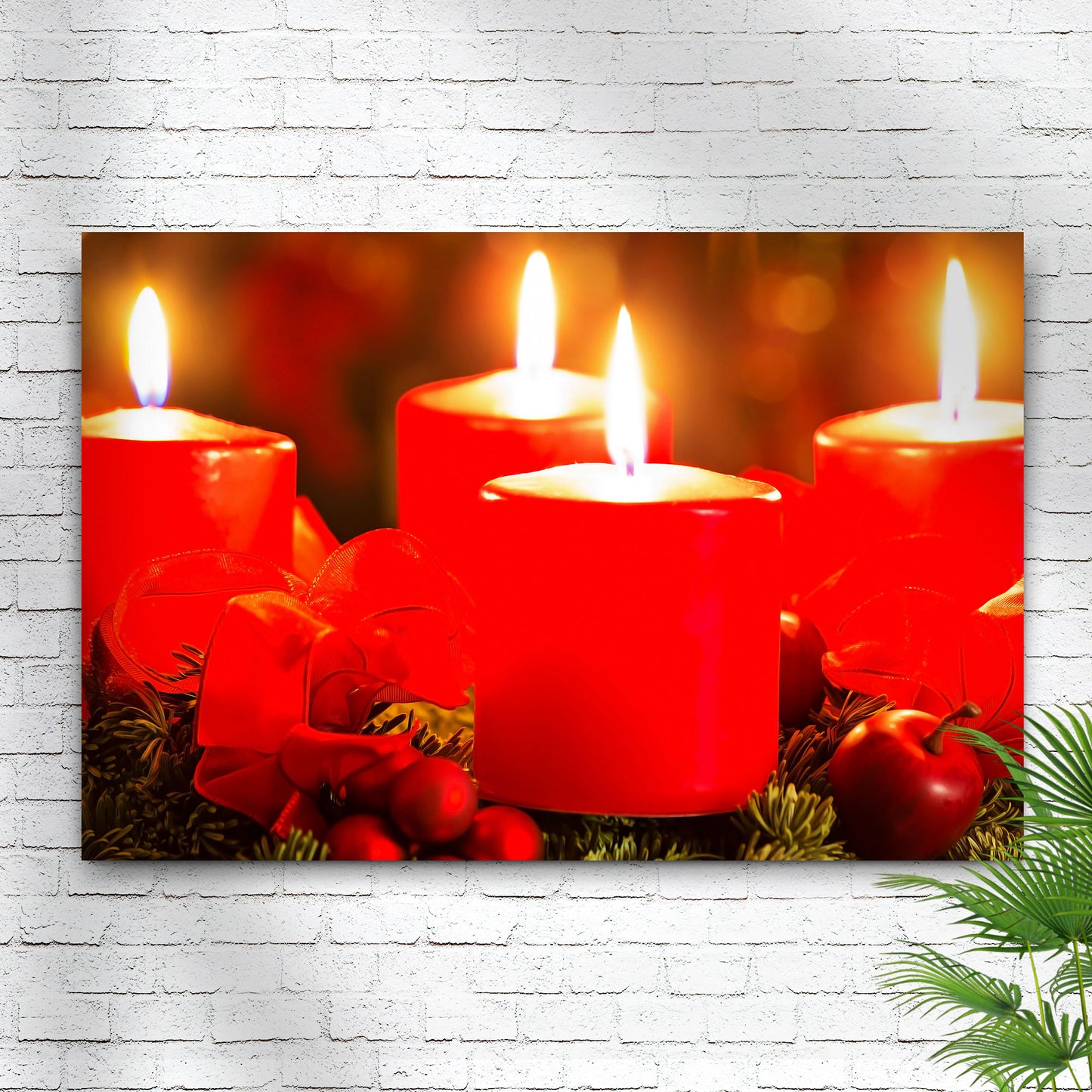 Decor Elements Candle Advent Wreath Canvas Wall Art