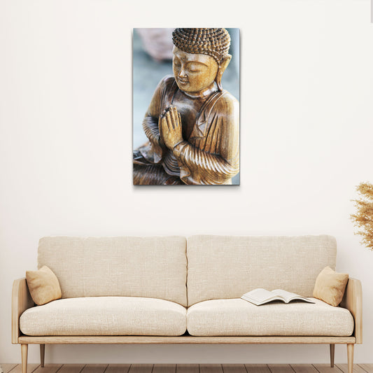 Decor Elements Sculpture Wood Carved Buddha Canvas Wall Art - Image by Tailored Canvases